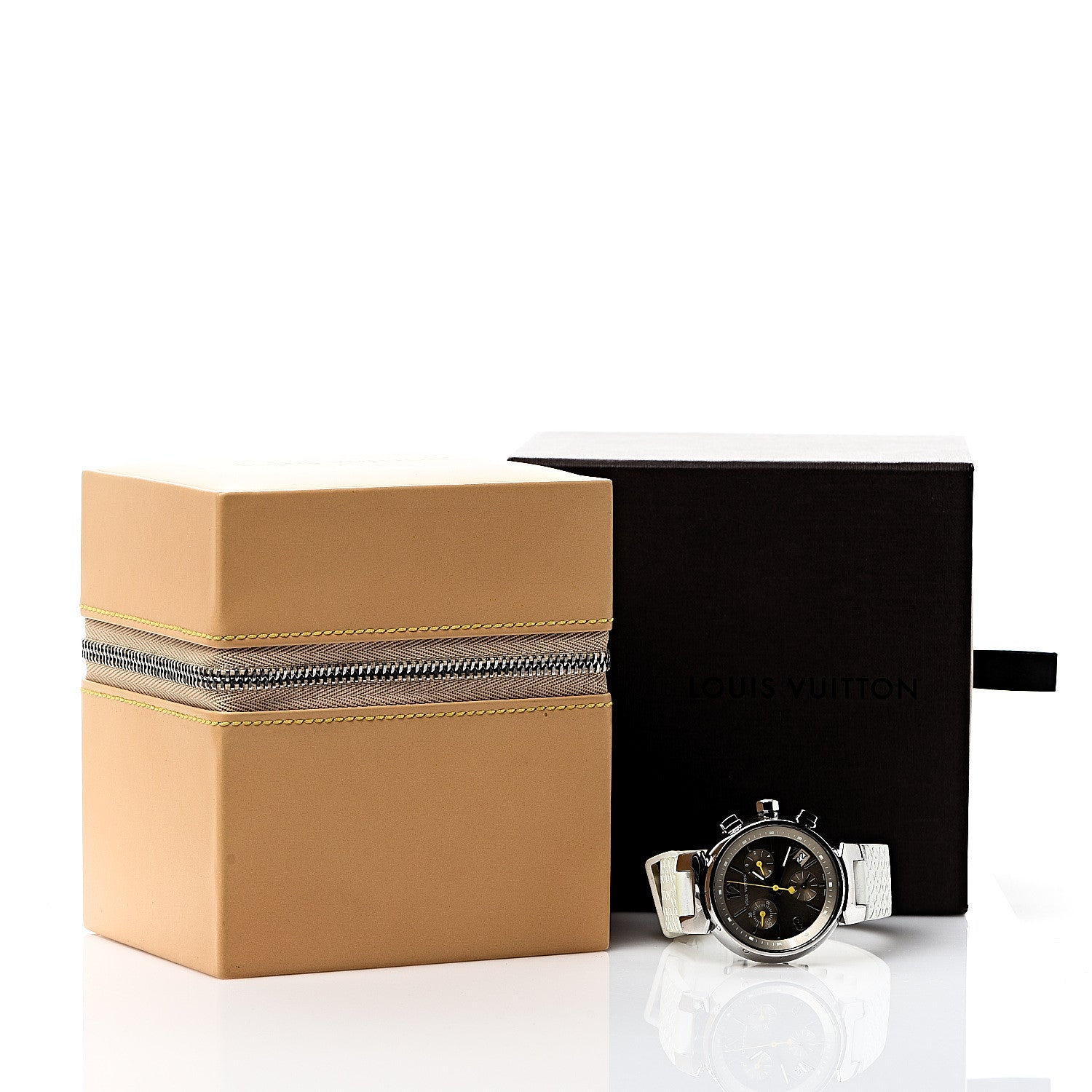 Louis Vuitton Stainless Steel Rubber 34mm Tambour Chronograph Quartz Watch Champagne 7 of 7