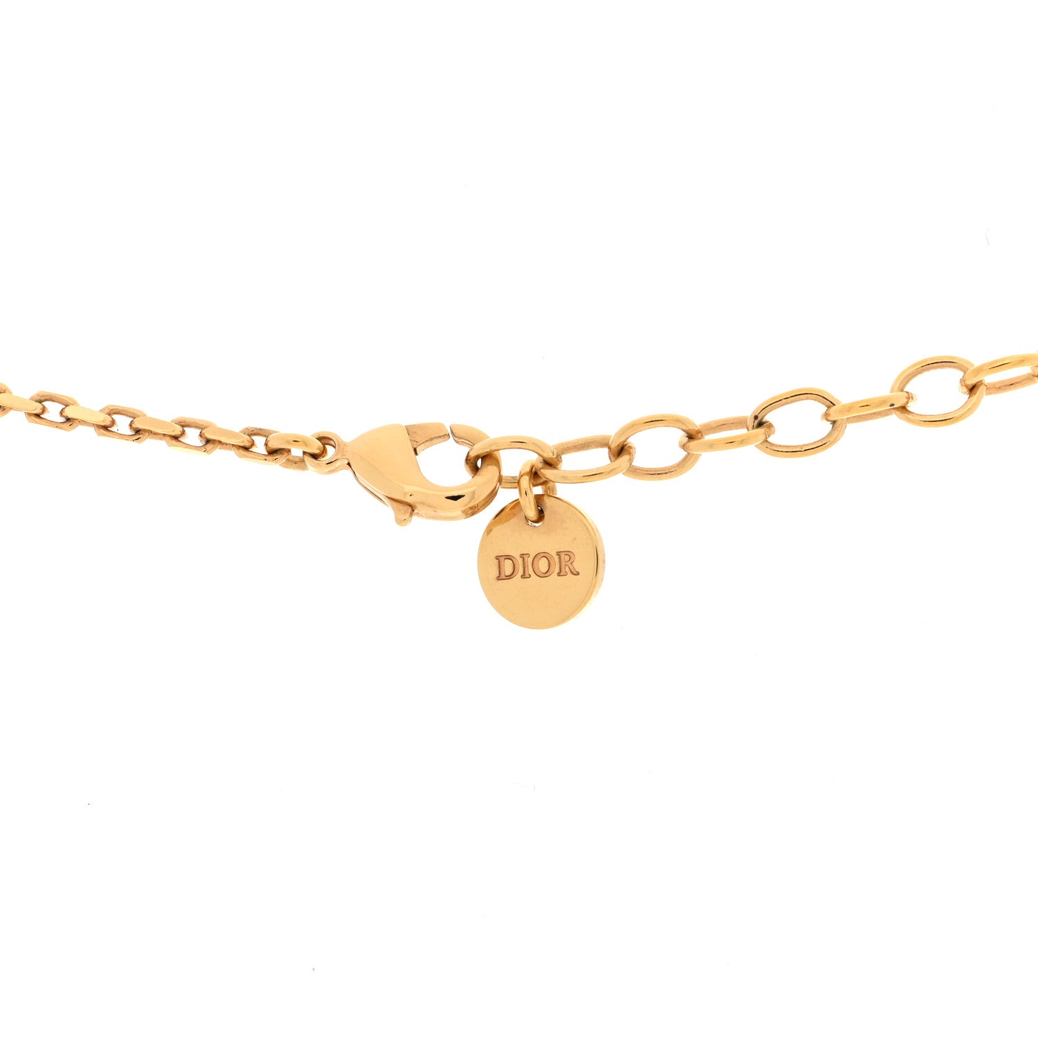 Christian Dior Metal Crystal Petit CD Drop Necklace Gold 4 of 4
