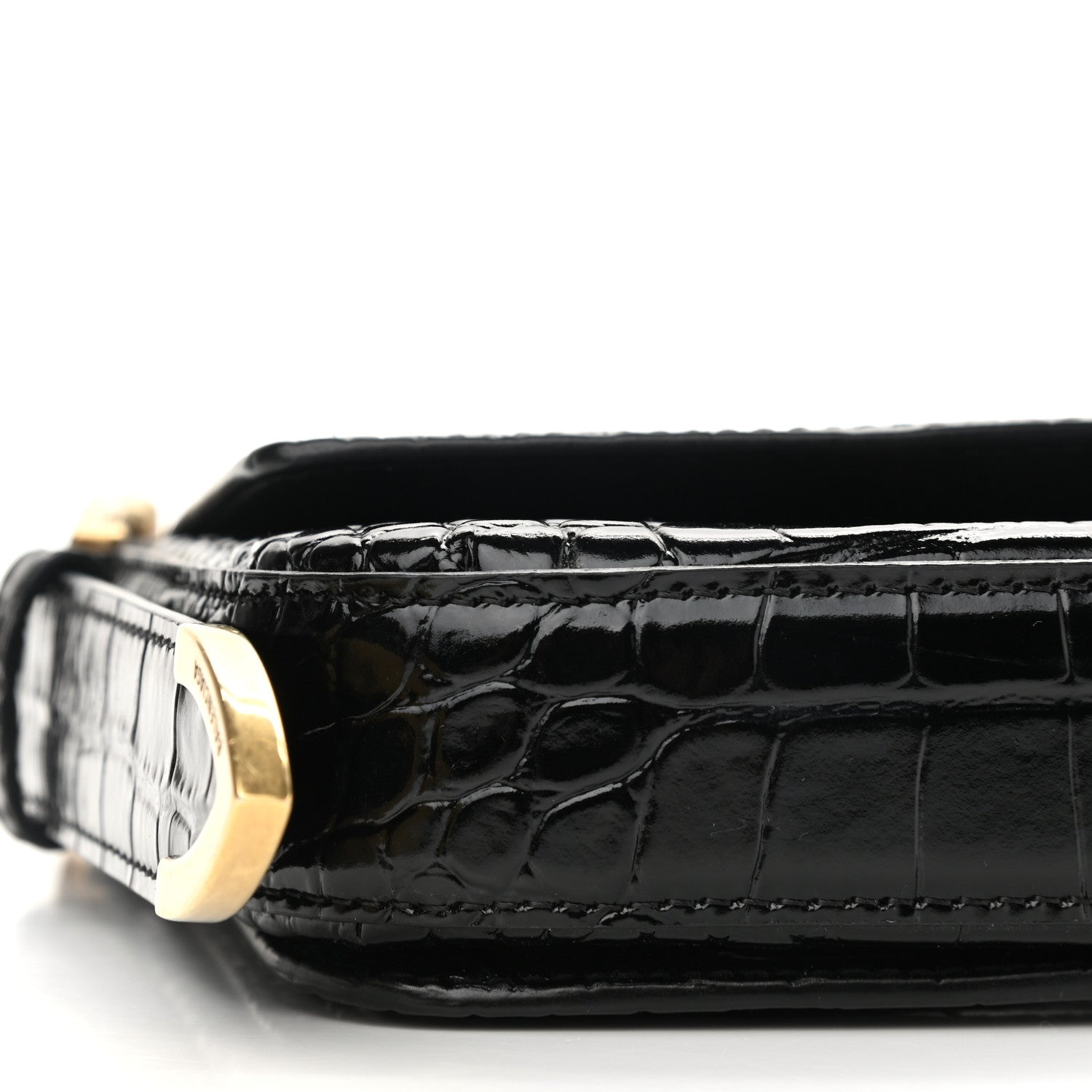 Balenciaga Shiny Calfskin Crocodile Embossed Ghost Sling Bag Black 9 of 11