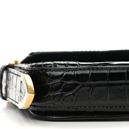 Balenciaga Shiny Calfskin Crocodile Embossed Ghost Sling Bag Black 9 of 11