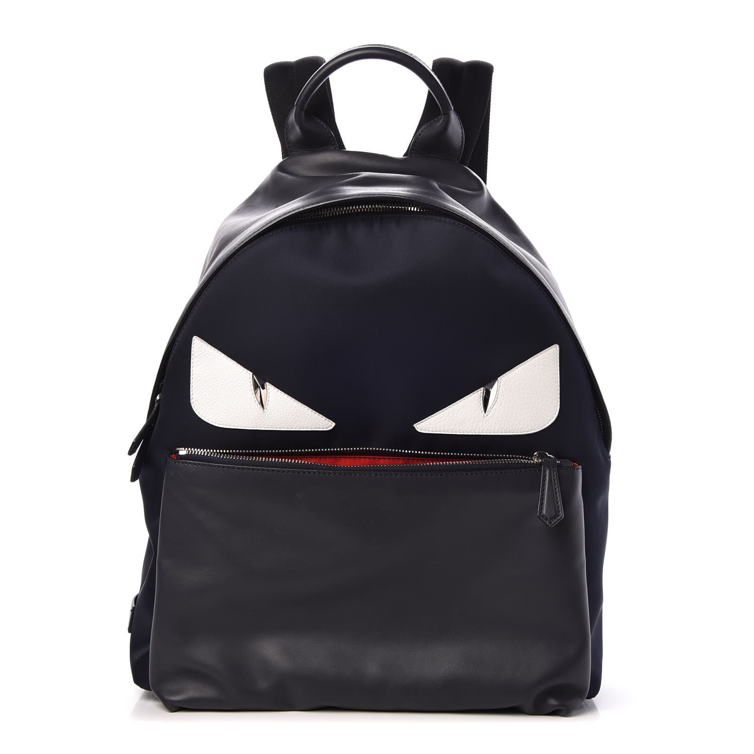 Fendi Nylon Vitello Century Dolce Monster Eyes Rounded Backpack Navy Blue 1 of 8