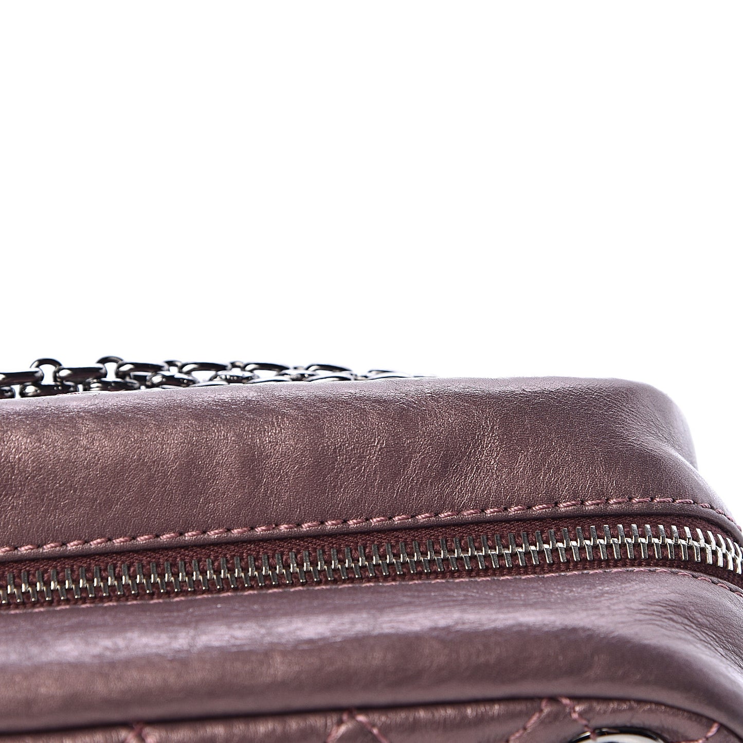 Metallic Aged Calfskin Quilted Small Reissue Camera Case Rose Fonce