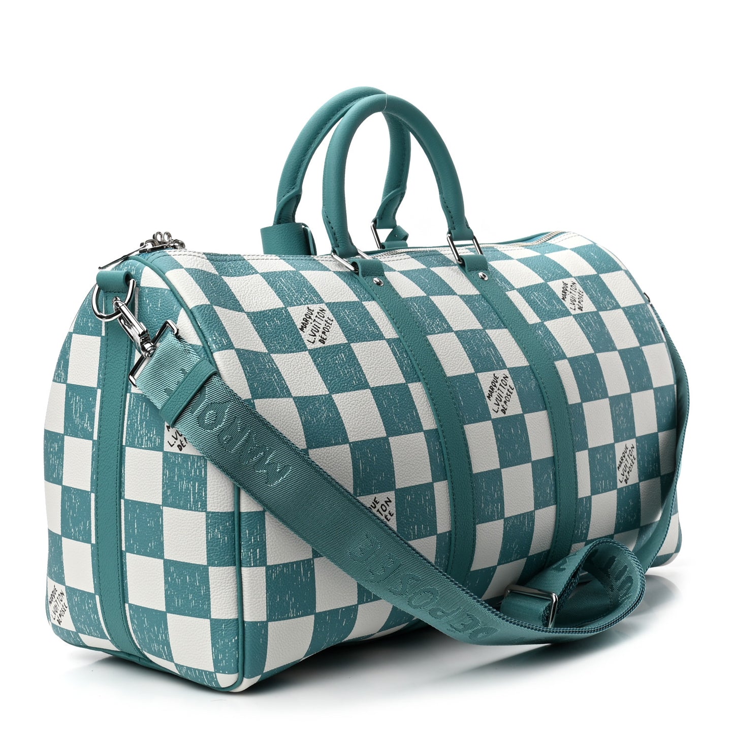 Calfskin Damier Keepall Bandouliere 45 Teal