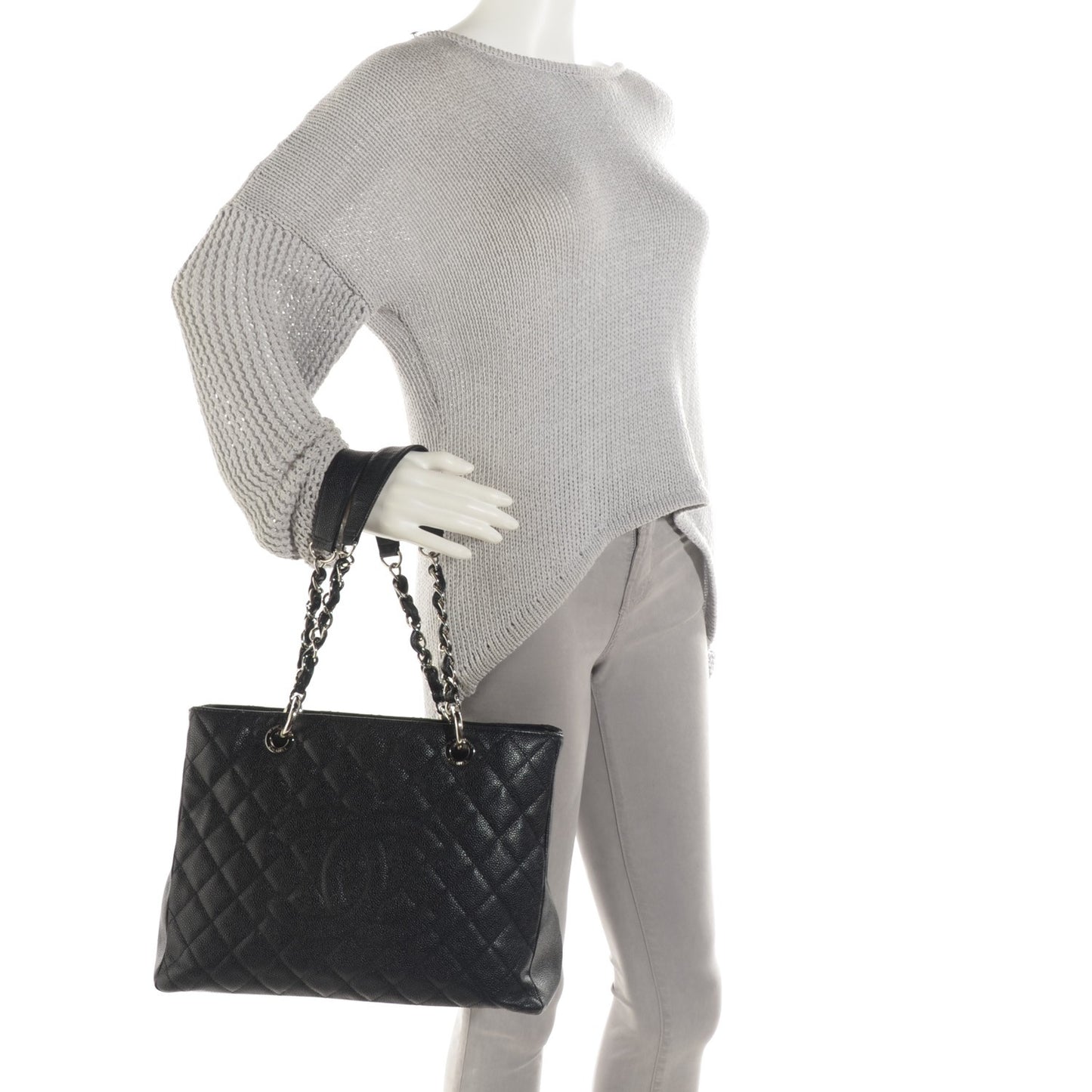 Caviar Quilted Grand Shopping Tote GST Black