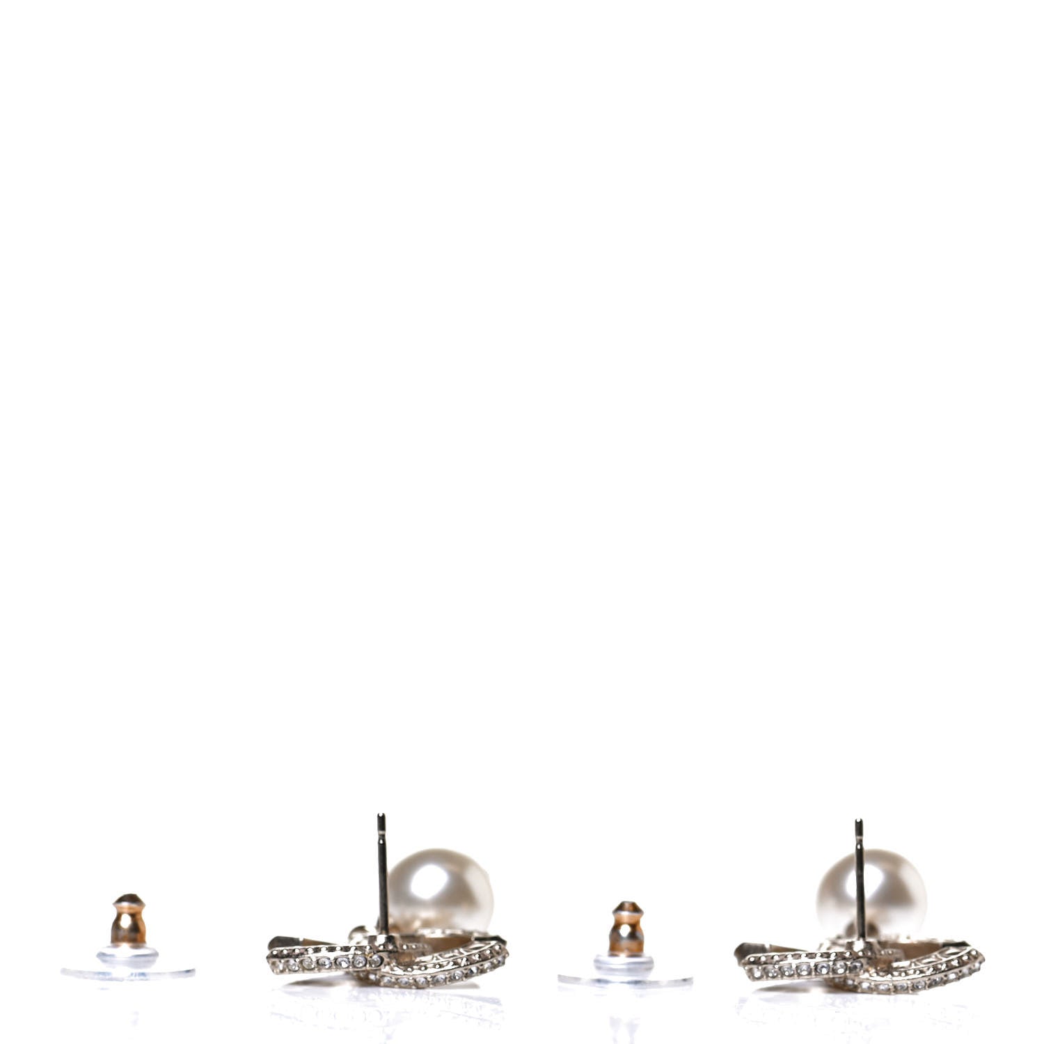 Chanel Crystal Pearl CC Drop Earrings Gold 3 of 6