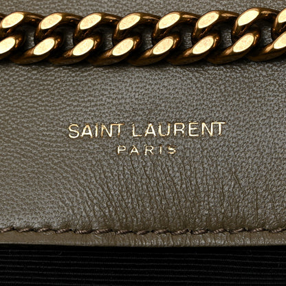Saint Laurent Velvet Mixed Matelasse Triquilt Small Monogram Satchel Dark Vintage Olive 6 of 11