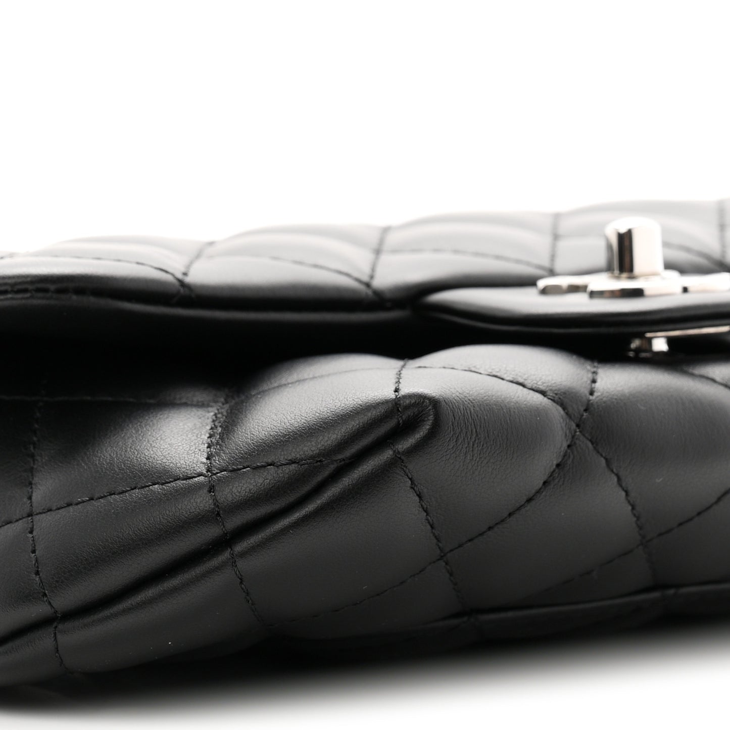 Calfskin Quilted CC Uniform Flap Belt Bag Black