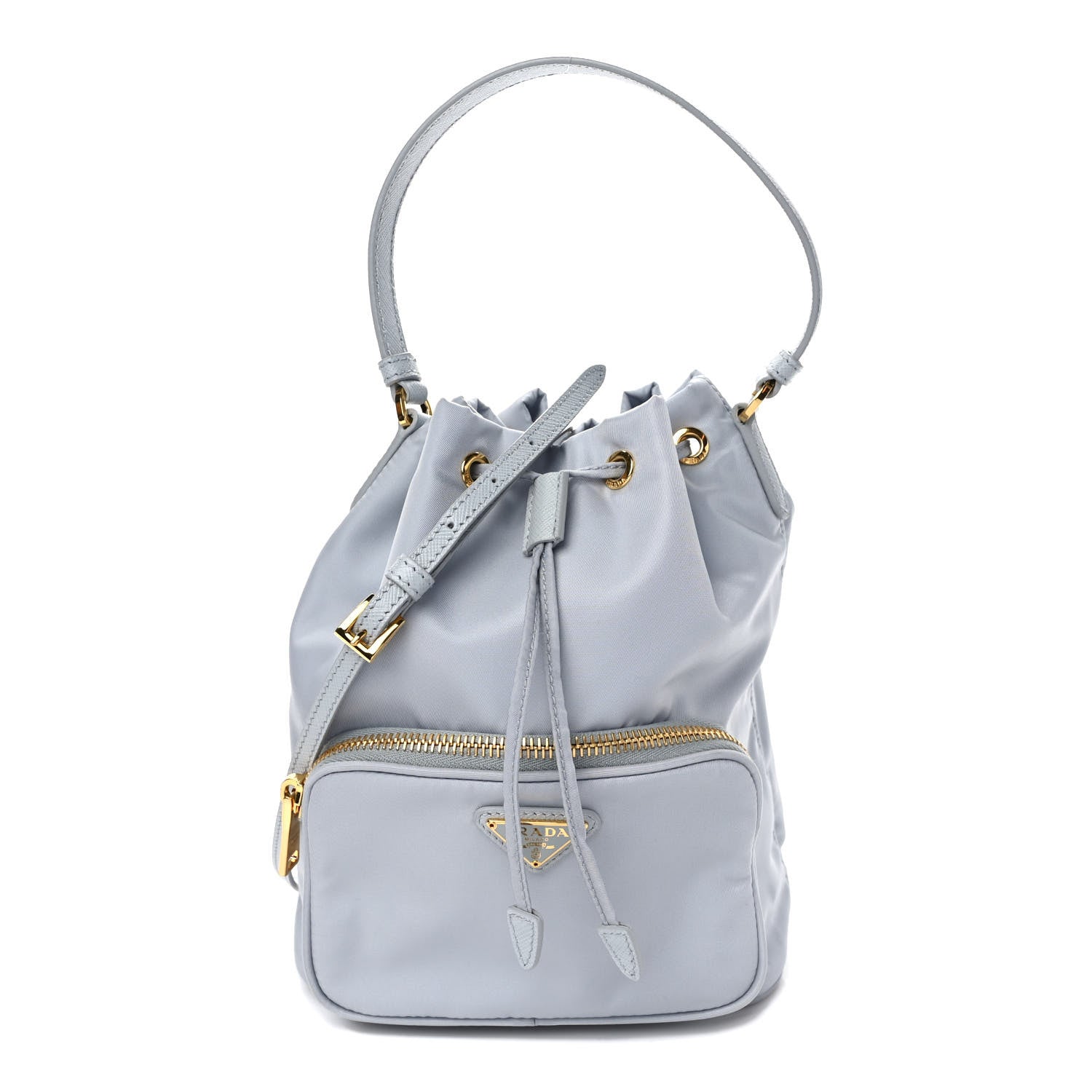 Prada Re-Nylon Saffiano Duet Bucket Crossbody Bag Fiordaliso 1 of 9