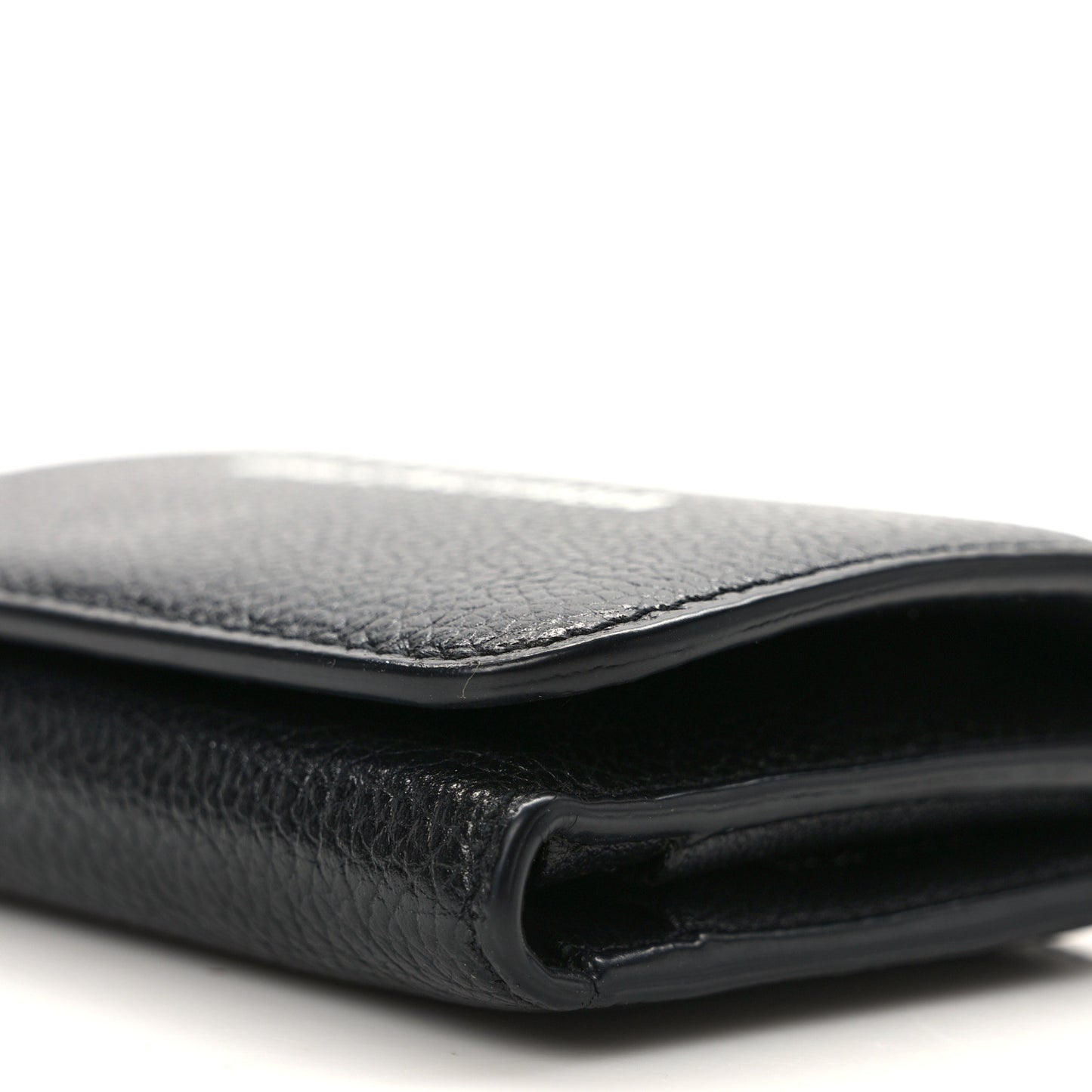Calfskin Logo Mini Cash Wallet Black