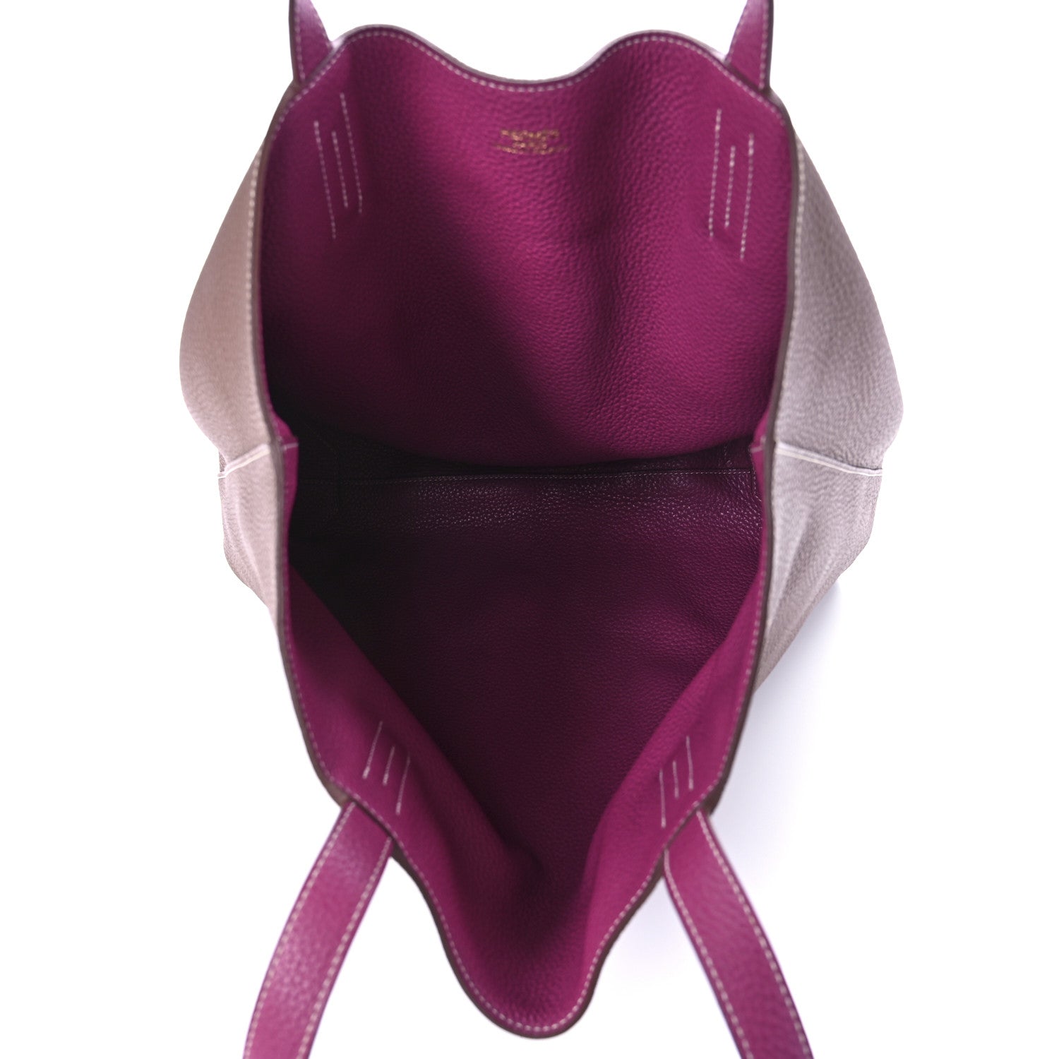 Hermes Taurillon Clemence Double Sens 45 Reversible Tote Marron D'Inde Tosca 9 of 15