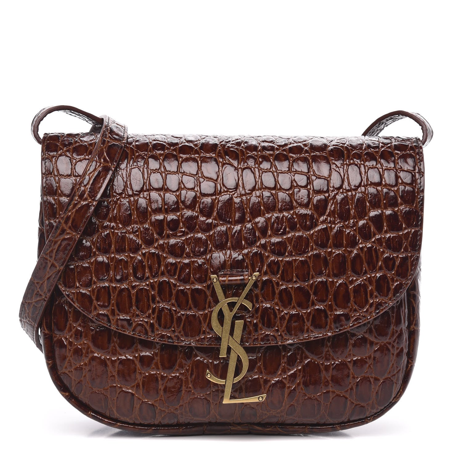 Saint Laurent Crocodile Embossed Calfskin Medium Kaia Satchel Rusty Brown 1 of 10