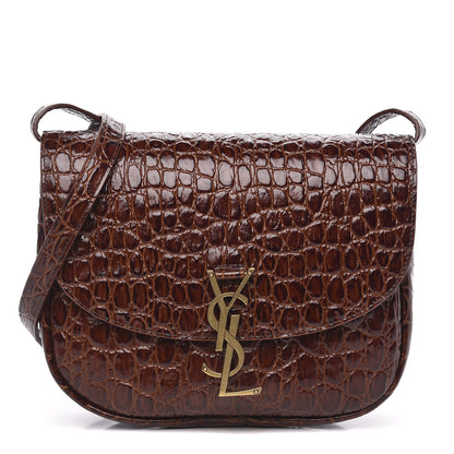Saint Laurent Crocodile Embossed Calfskin Medium Kaia Satchel Rusty Brown 1 of 10