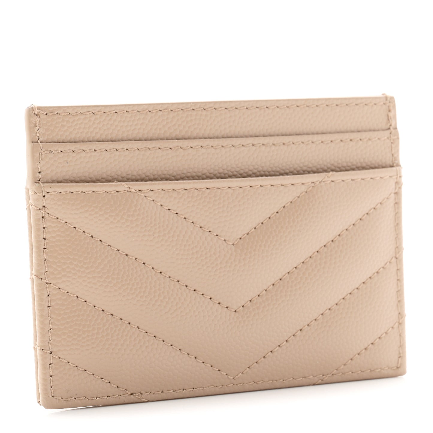 Grain De Poudre Matelasse Chevron Monogram Credit Card Case Dark Beige