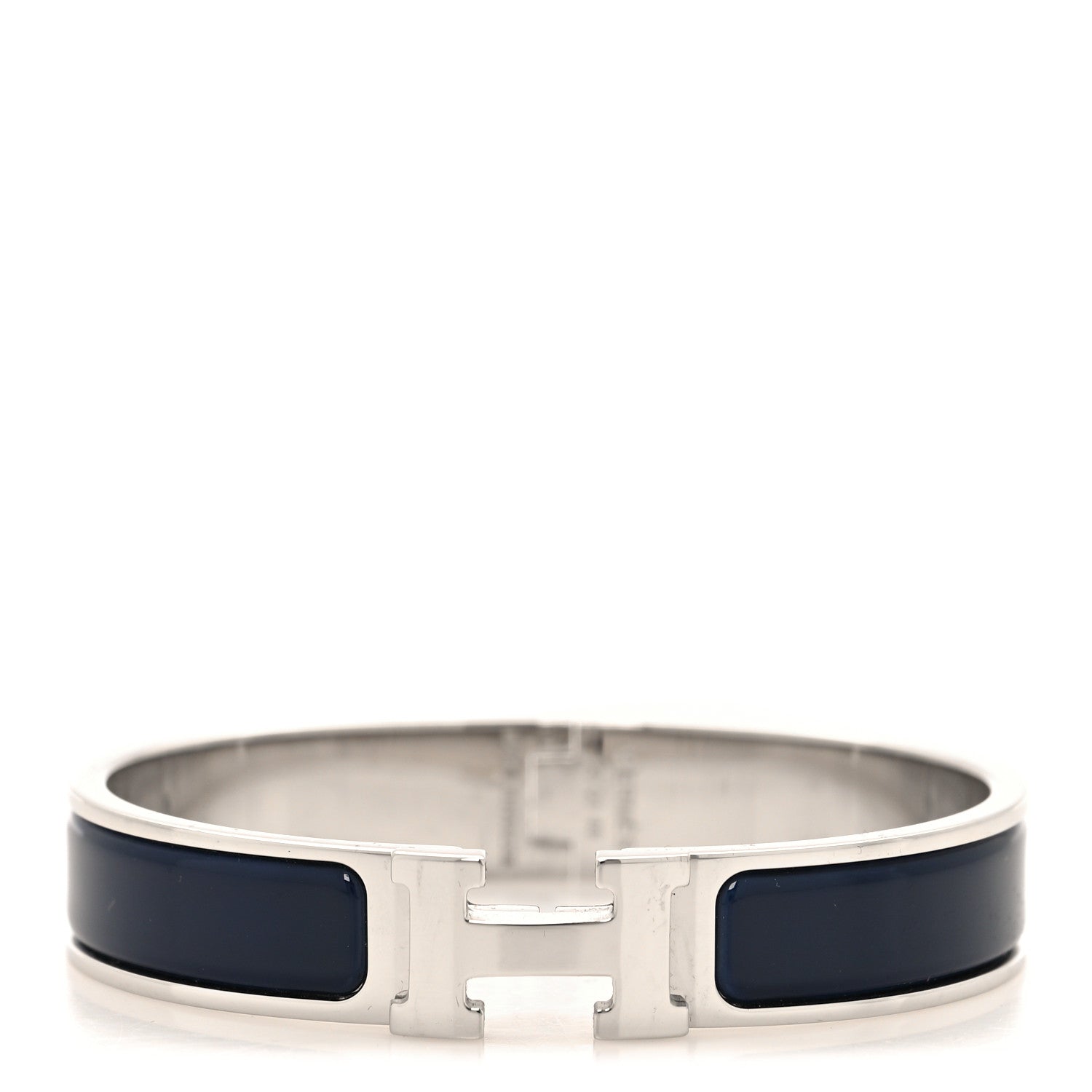 Hermes Narrow Enamel Clic Clac H Bracelet GM Bleu Abysse 1 of 5