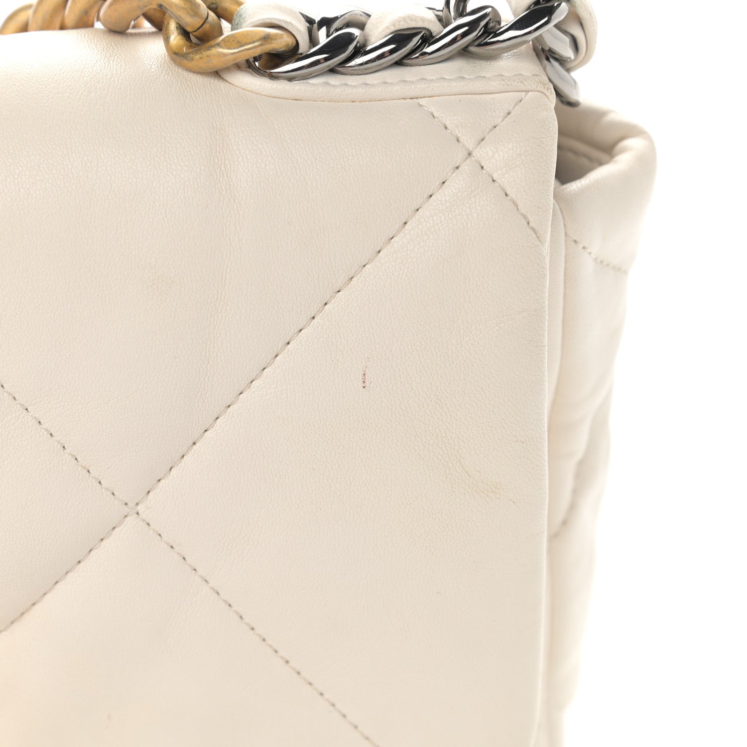 Chanel Goatskin Quilted Medium Chanel 19 Flap White 17 of 19