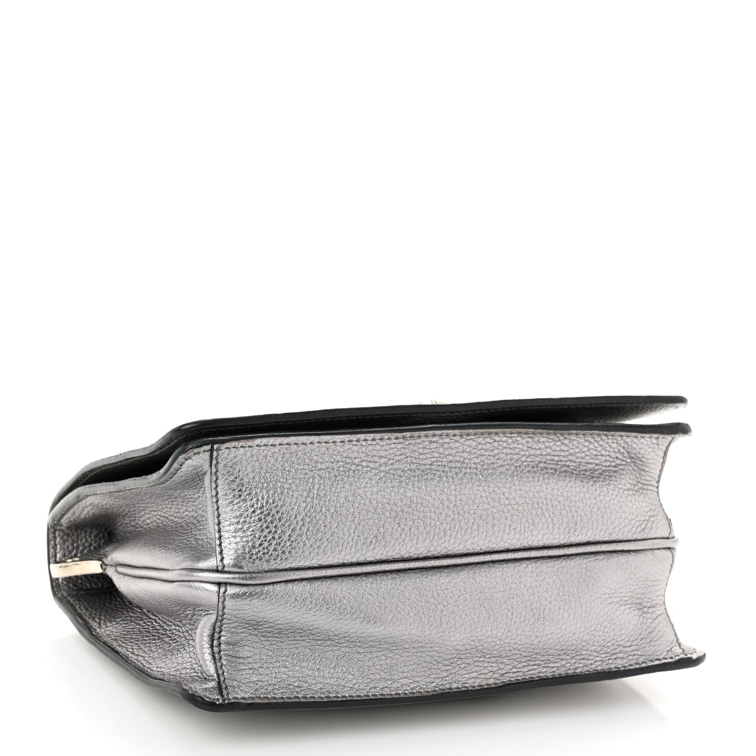 Prada Metallic Vitello Daino Flap Crossbody Cromo 4 of 10