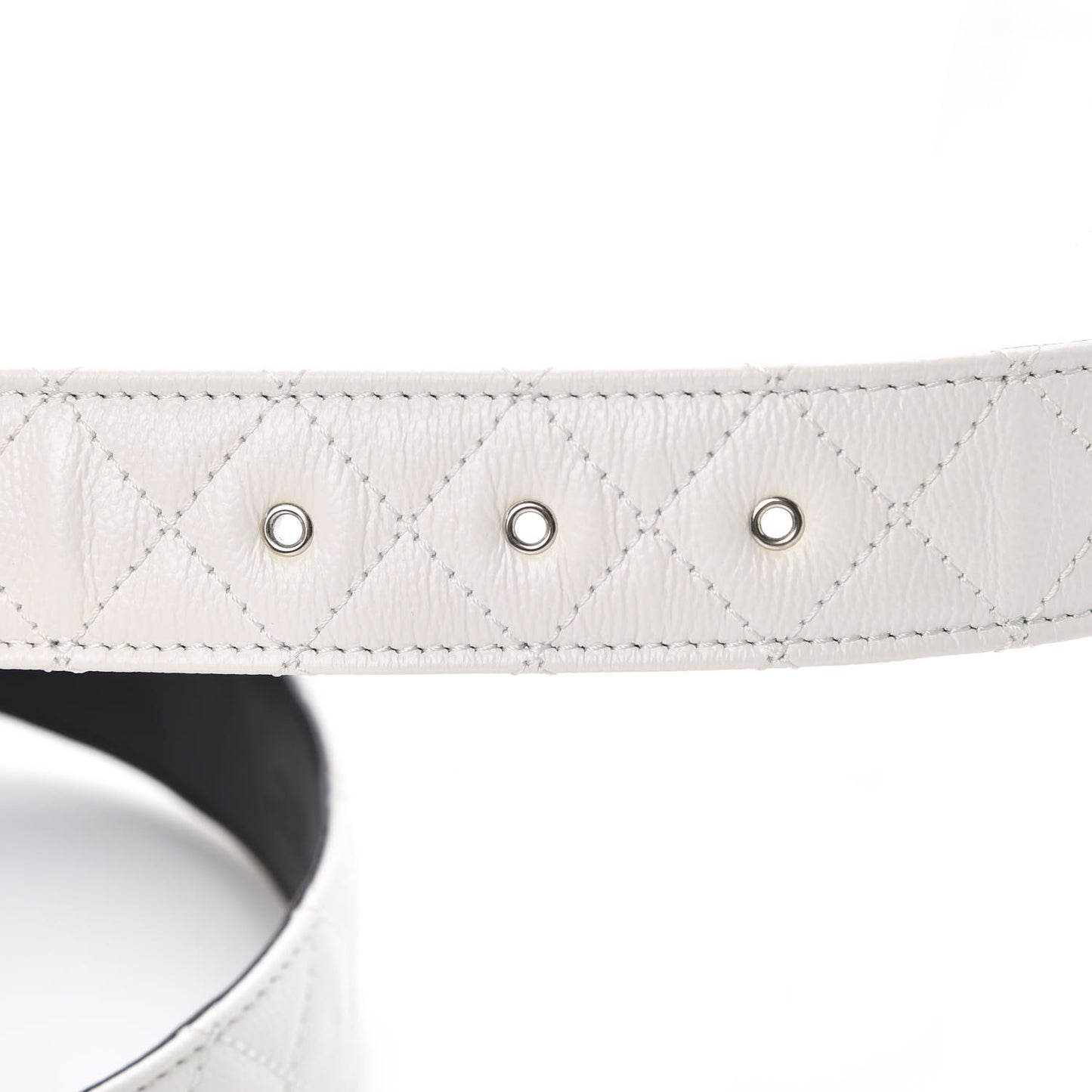 Caviar Quilted CC Chain Belt 75 30 White