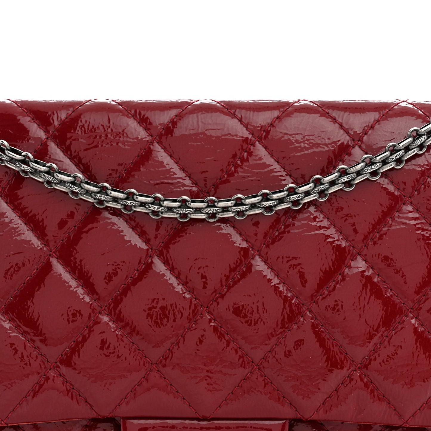 Distressed Patent Quilted 2.55 Reissue 227 Flap Raspberry Red
