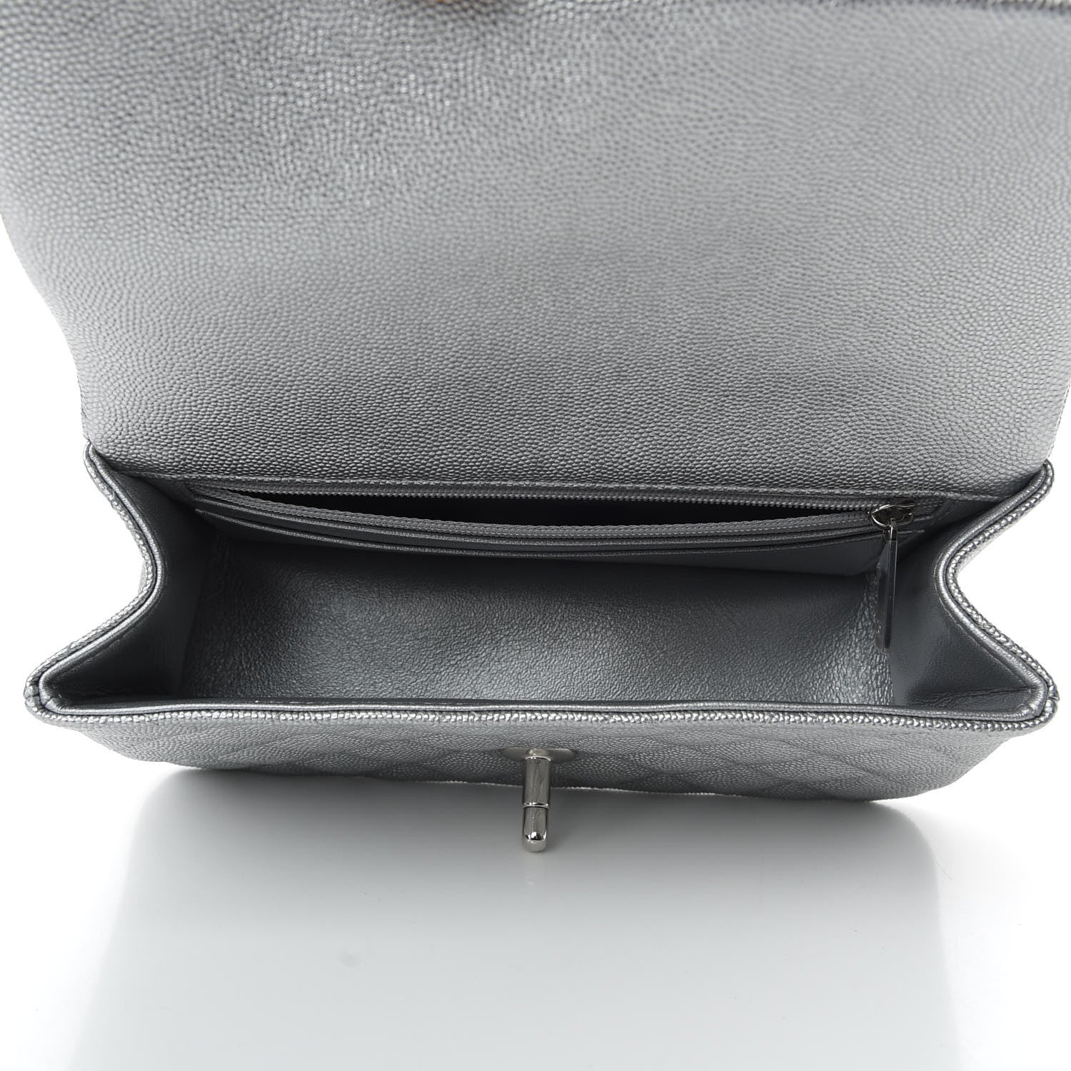 Chanel Metallic Caviar Quilted Mini Top Handle Rectangular Flap Silver 7 of 10