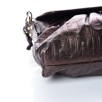 Fendi Metallic Calfskin FF Embossed Small Chef Shoulder Bag Bronze 5 of 15