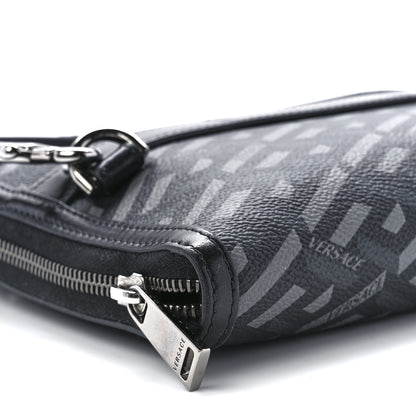 Versace Coated Canvas La Greca Signature Clutch Black Gray 9 of 10