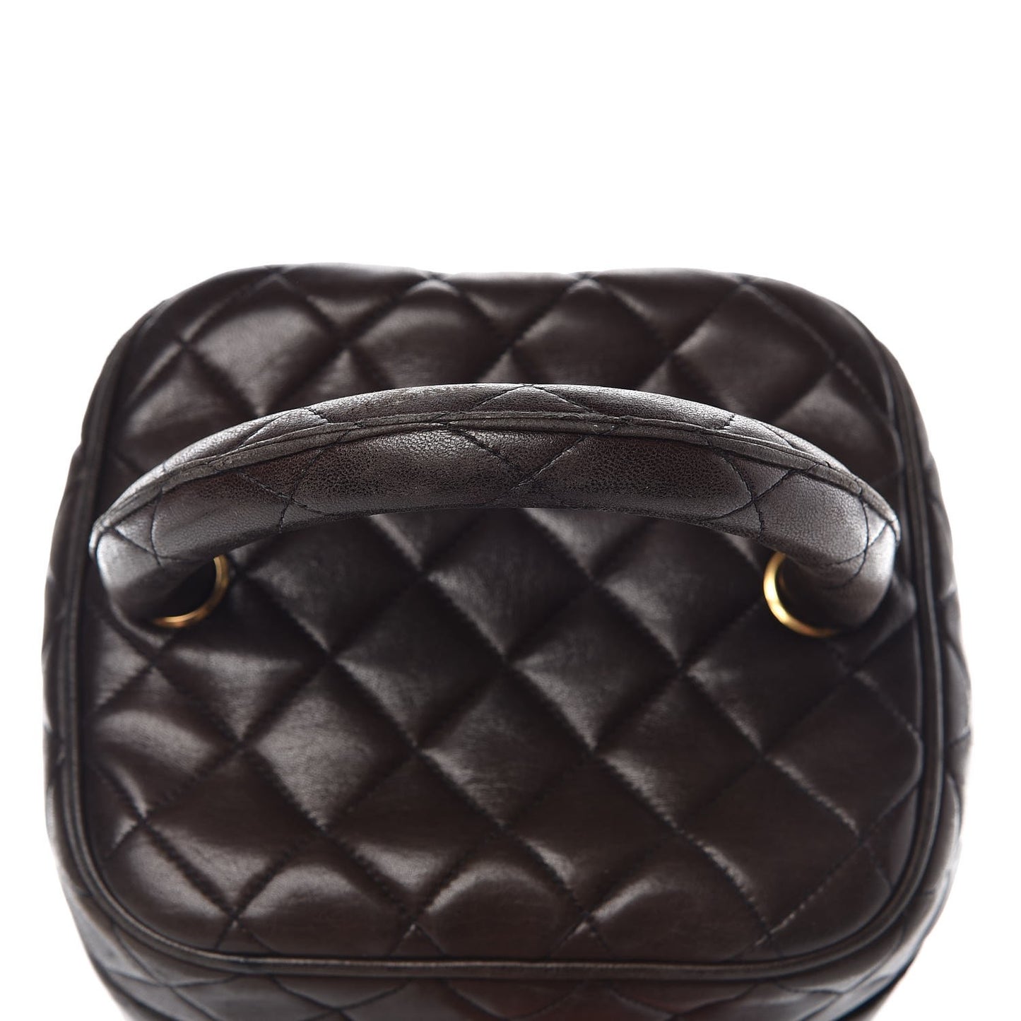 Lambskin Quilted Cosmetic Vanity Bag Brown