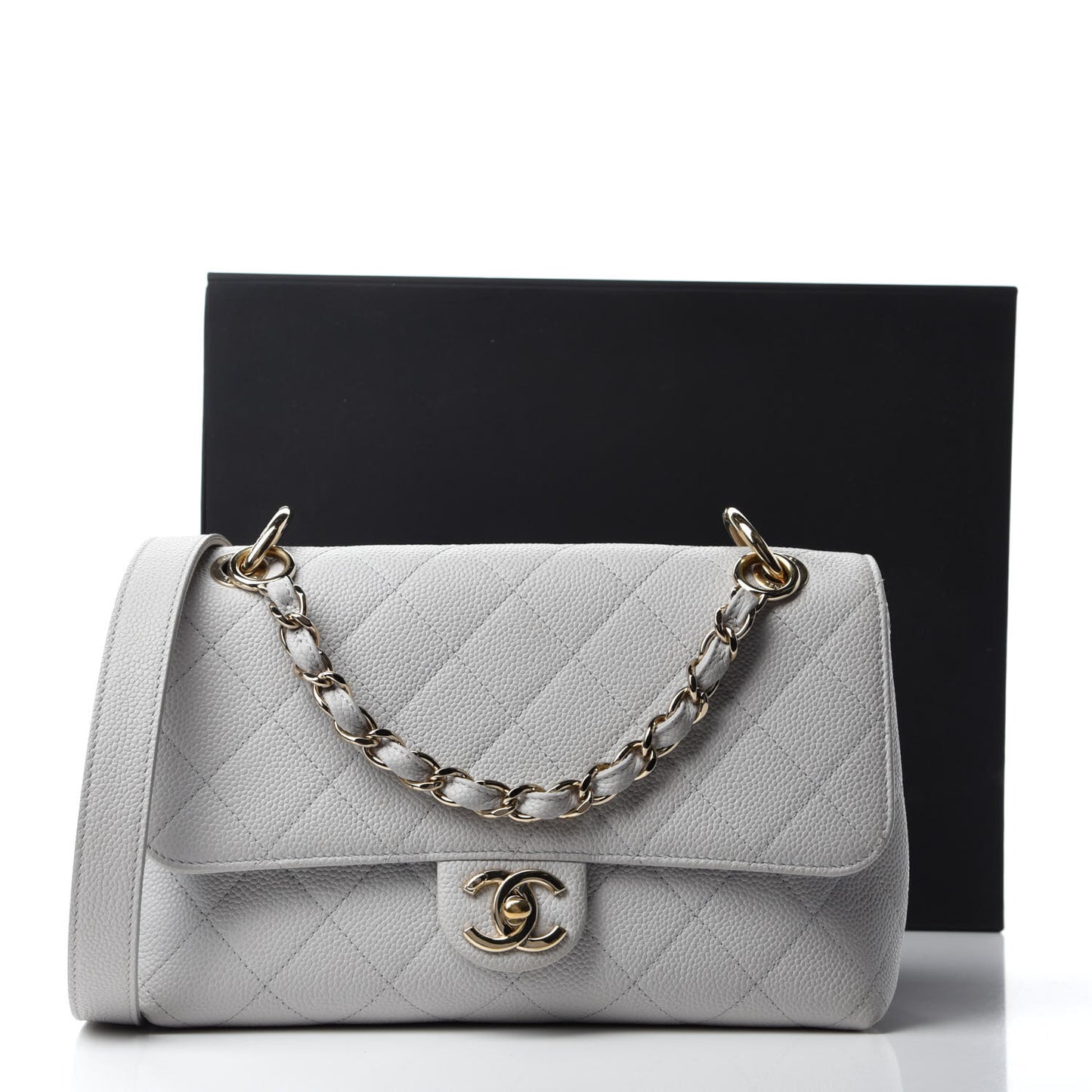 Caviar Quilted City Walk Flap Light Grey
