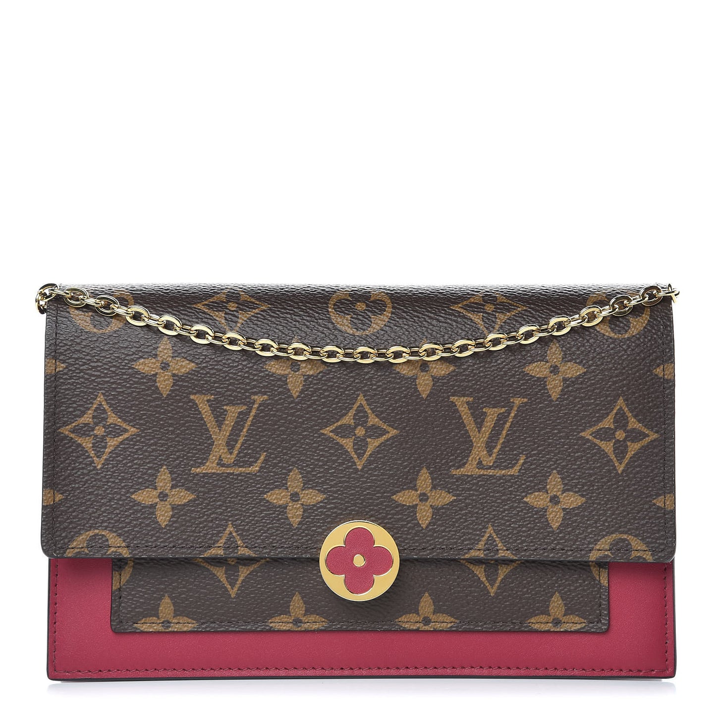Monogram Flore Chain Wallet Fuchsia