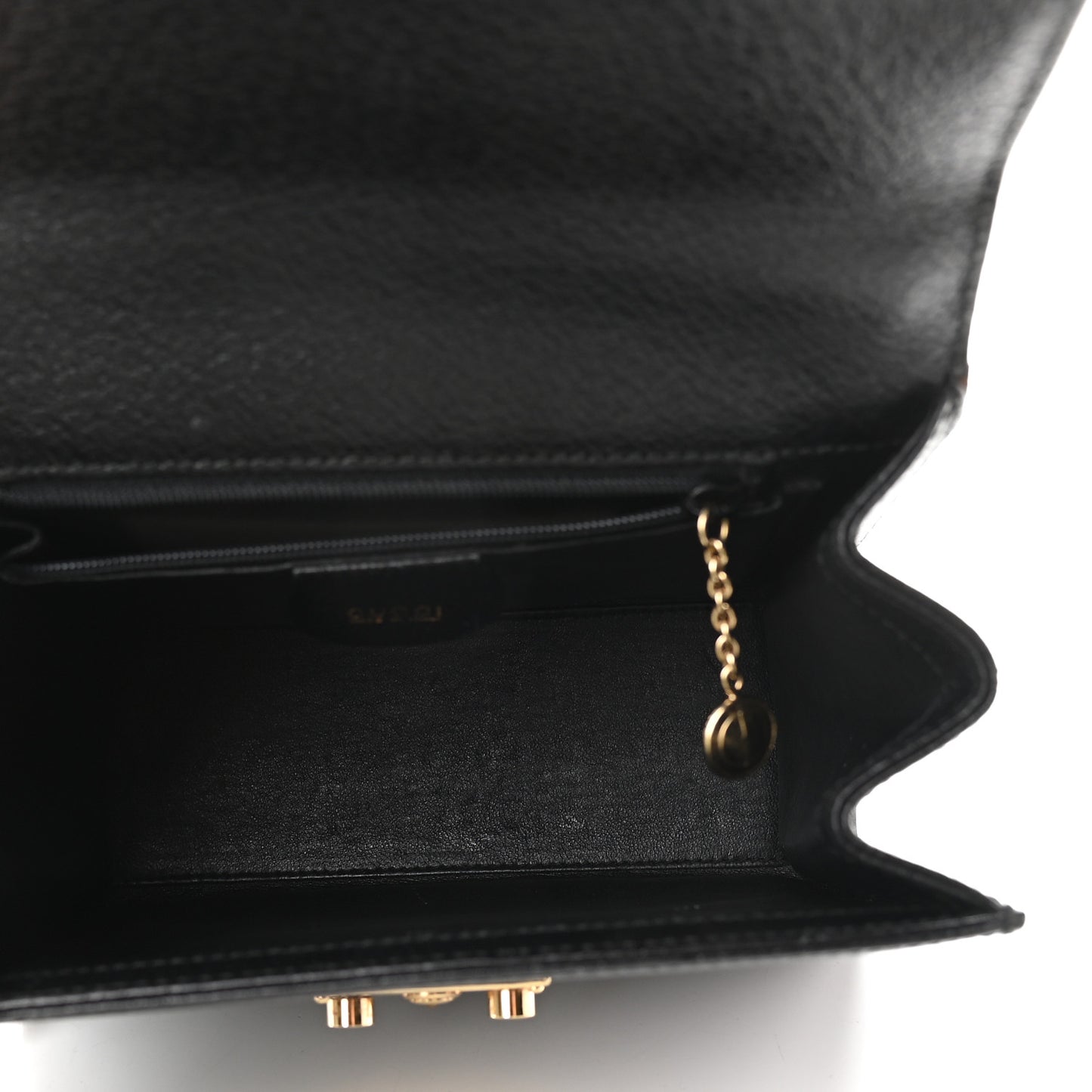Textured Calfskin Lady Lock Top Handle Frame Bag Black