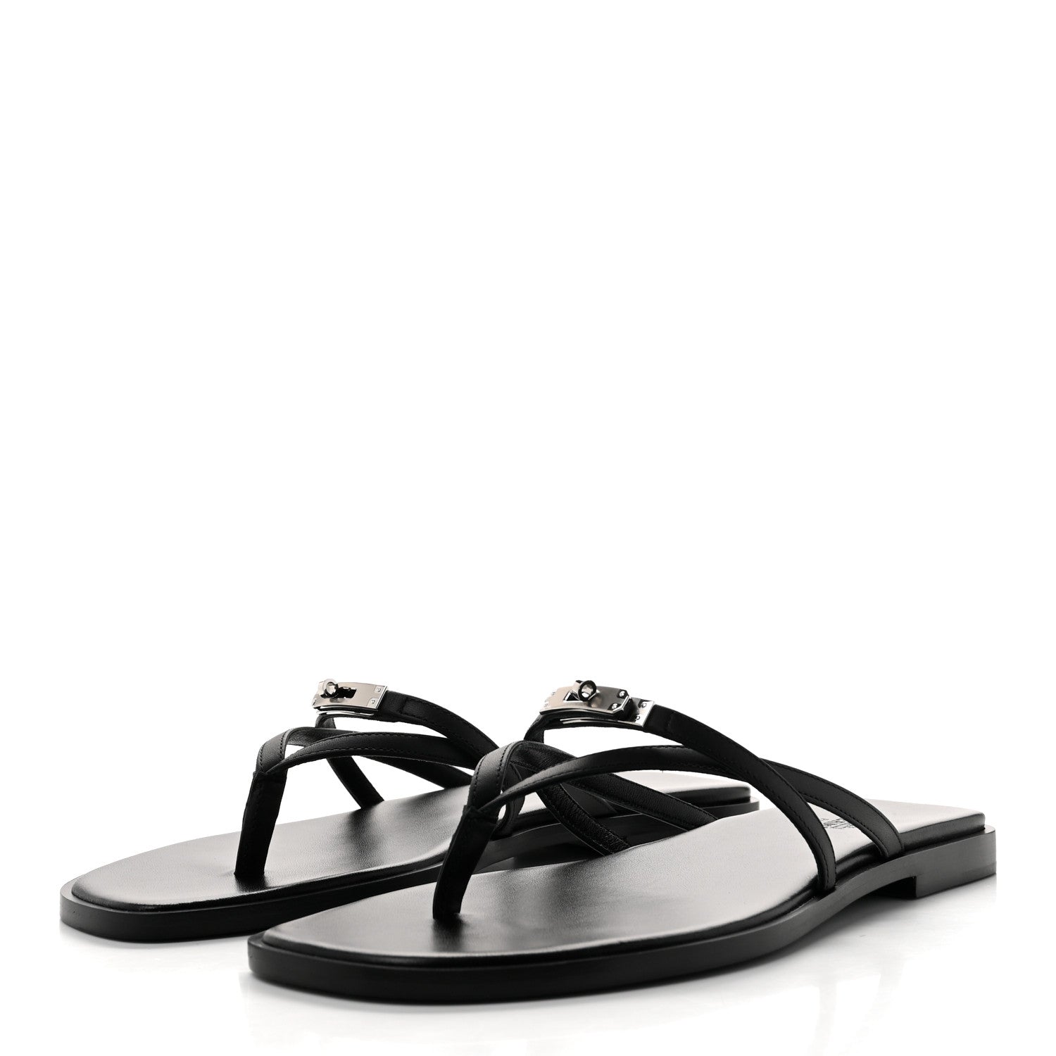 Hermes Calfskin Miss Sandals 39 Black 4 of 9