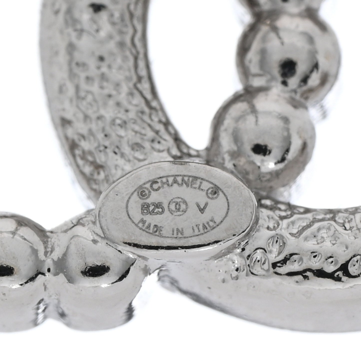 Pearl Crystal CC Earrings Silver