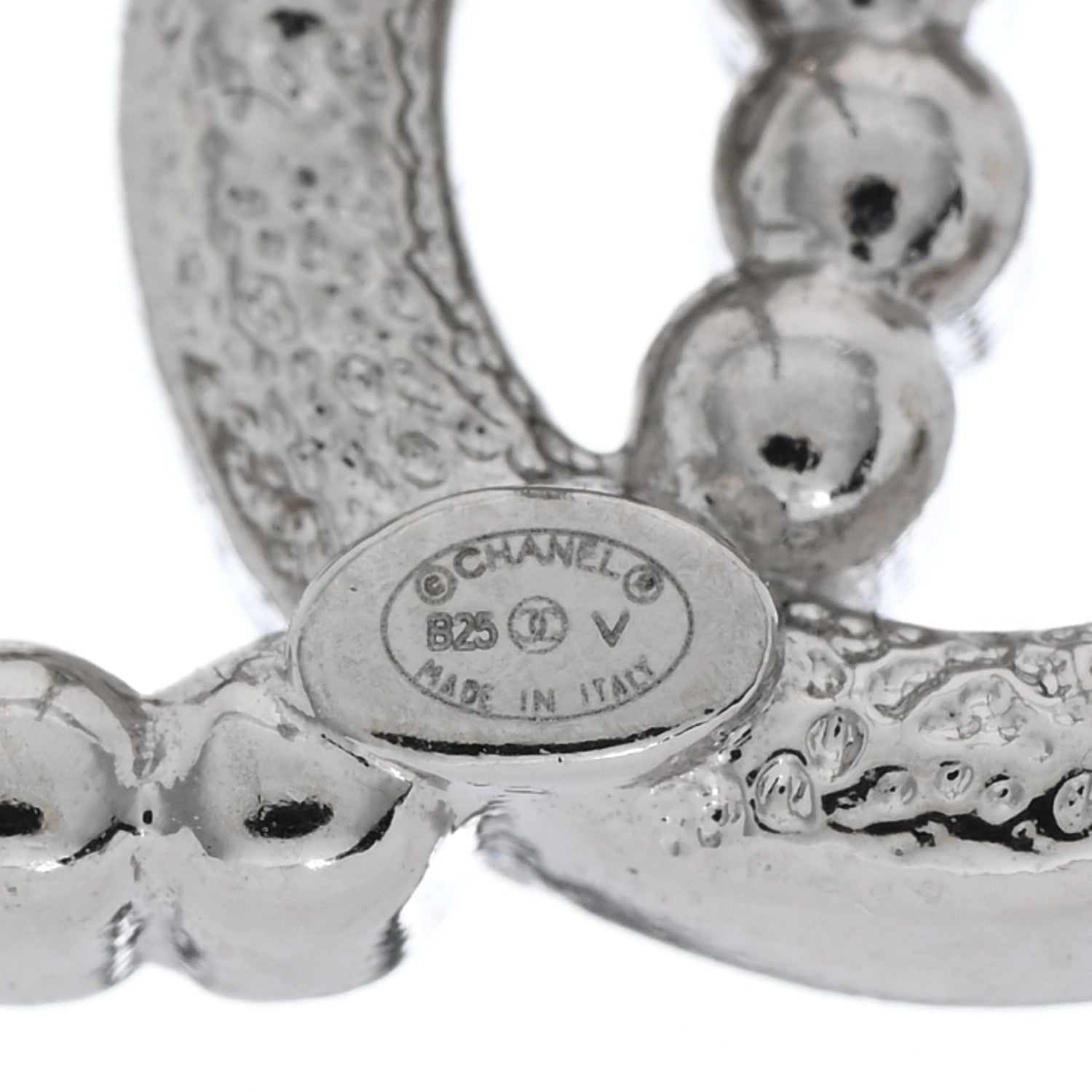 Chanel Pearl Crystal CC Earrings Silver 4 of 5