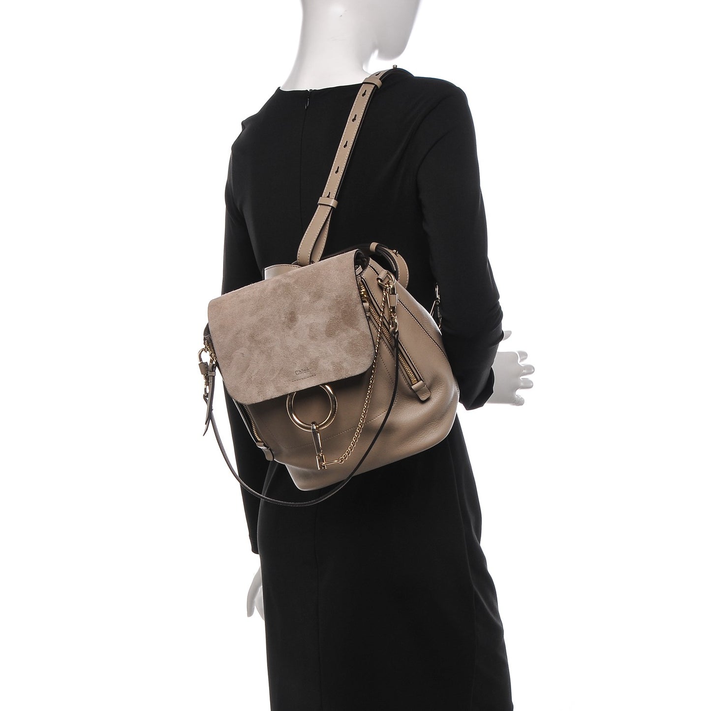Suede Calfskin Medium Faye Backpack Motty Grey