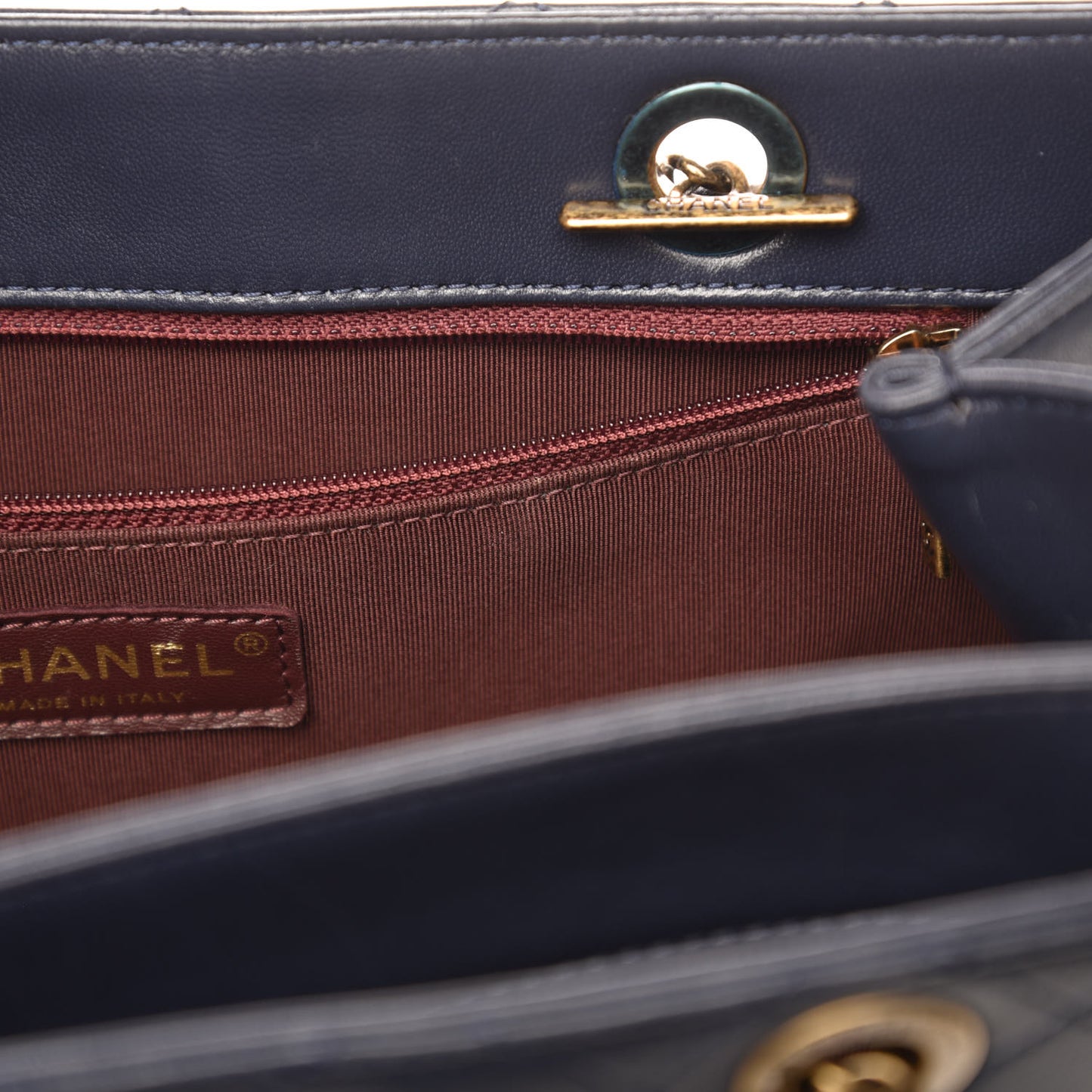 Calfskin Diamond Stitched Shoulder Bag Navy