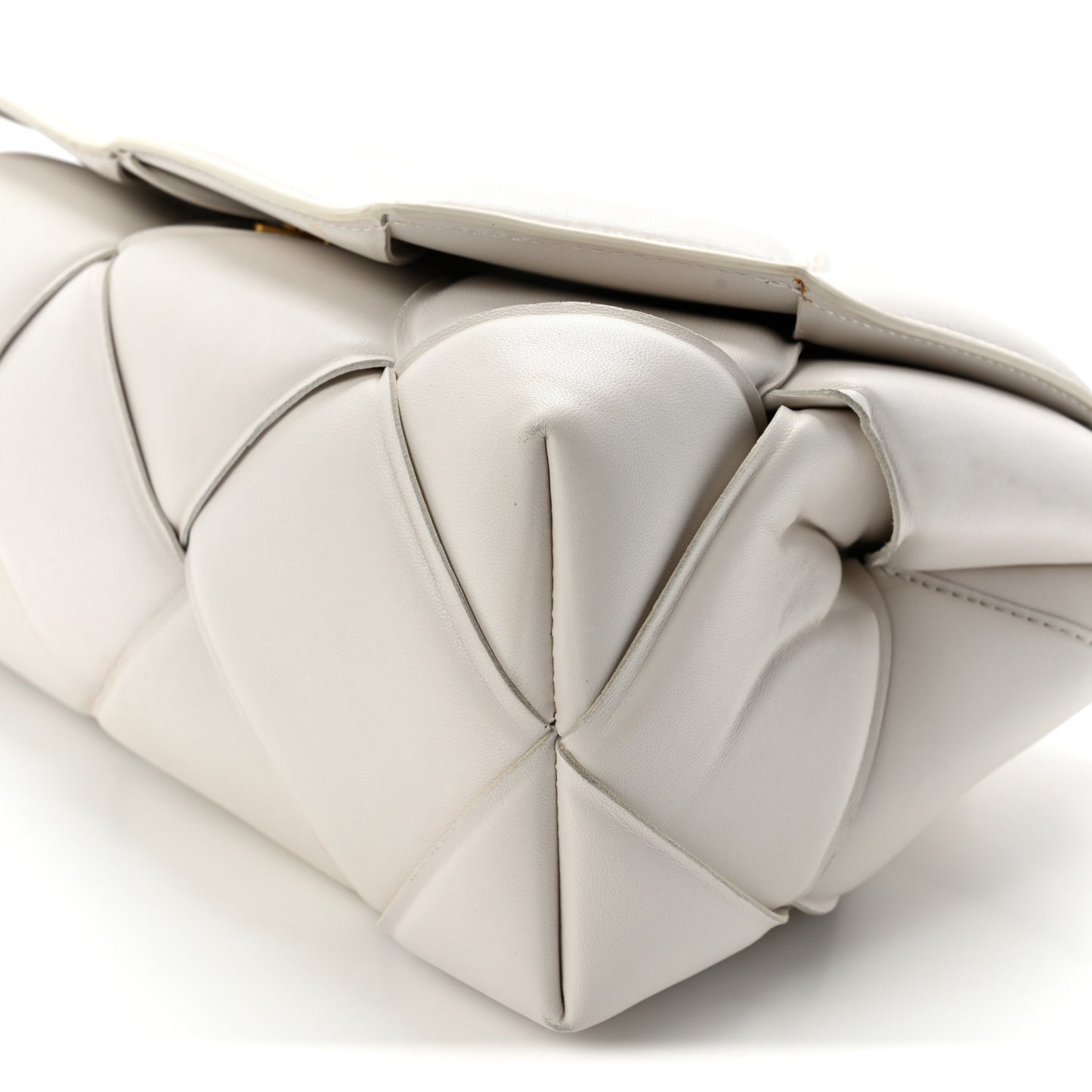Nappa Intreccio Padded Top Handle Shoulder Bag White