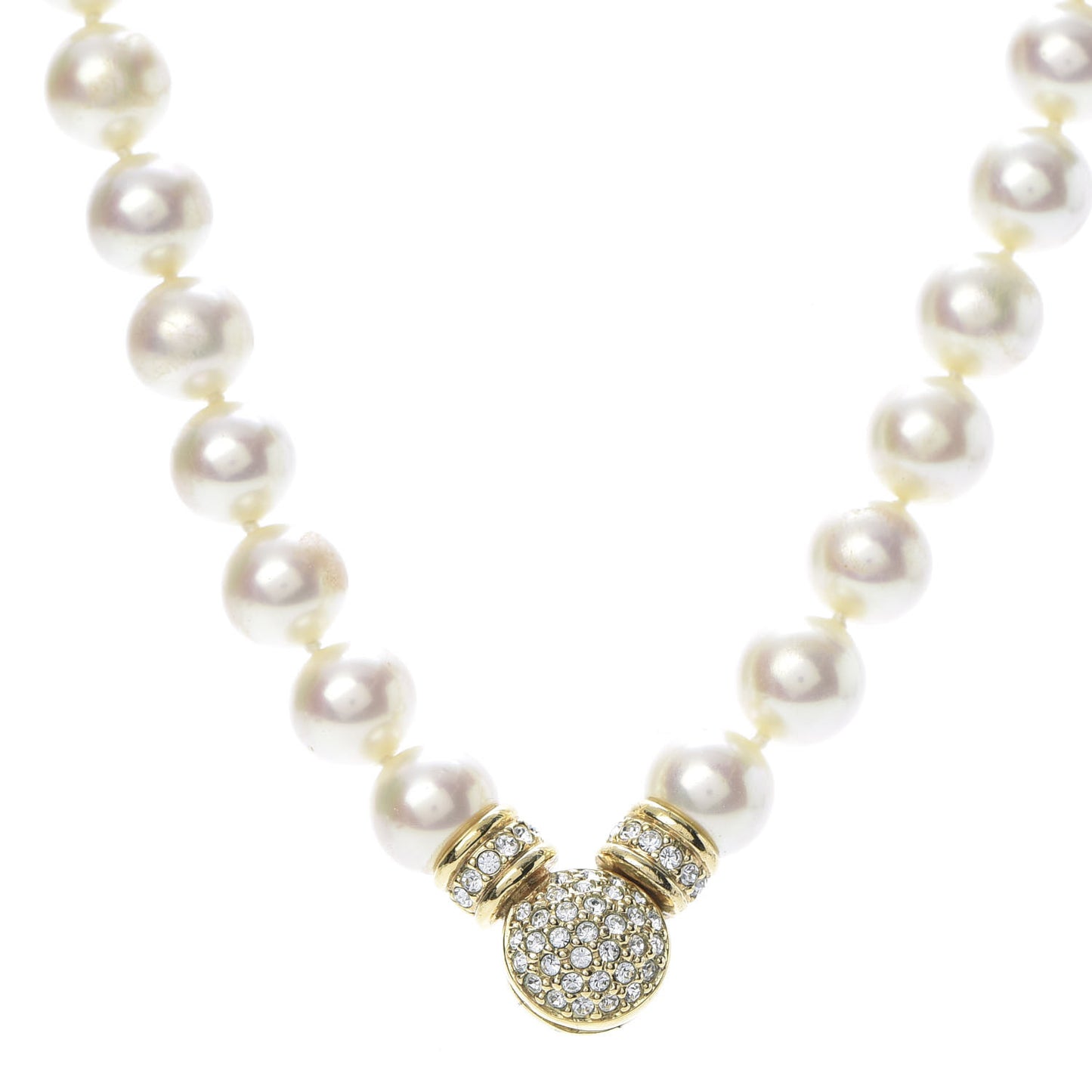 Pearl Crystal Necklace Gold
