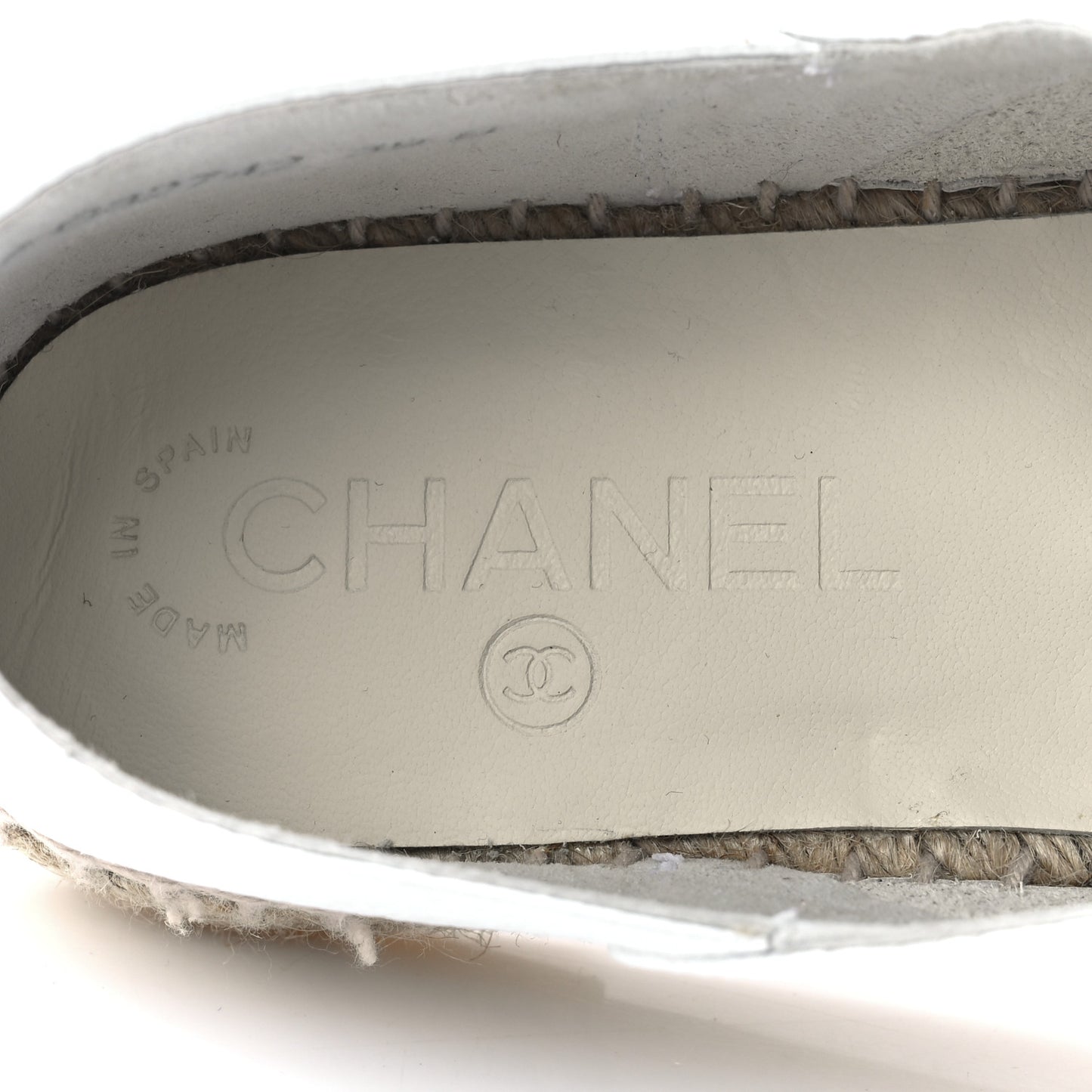 Grained Calfskin CC Espadrilles 39 White Black