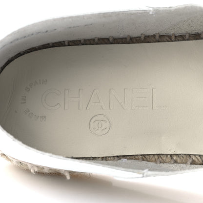 Chanel Grained Calfskin CC Espadrilles 39 White Black 7 of 8
