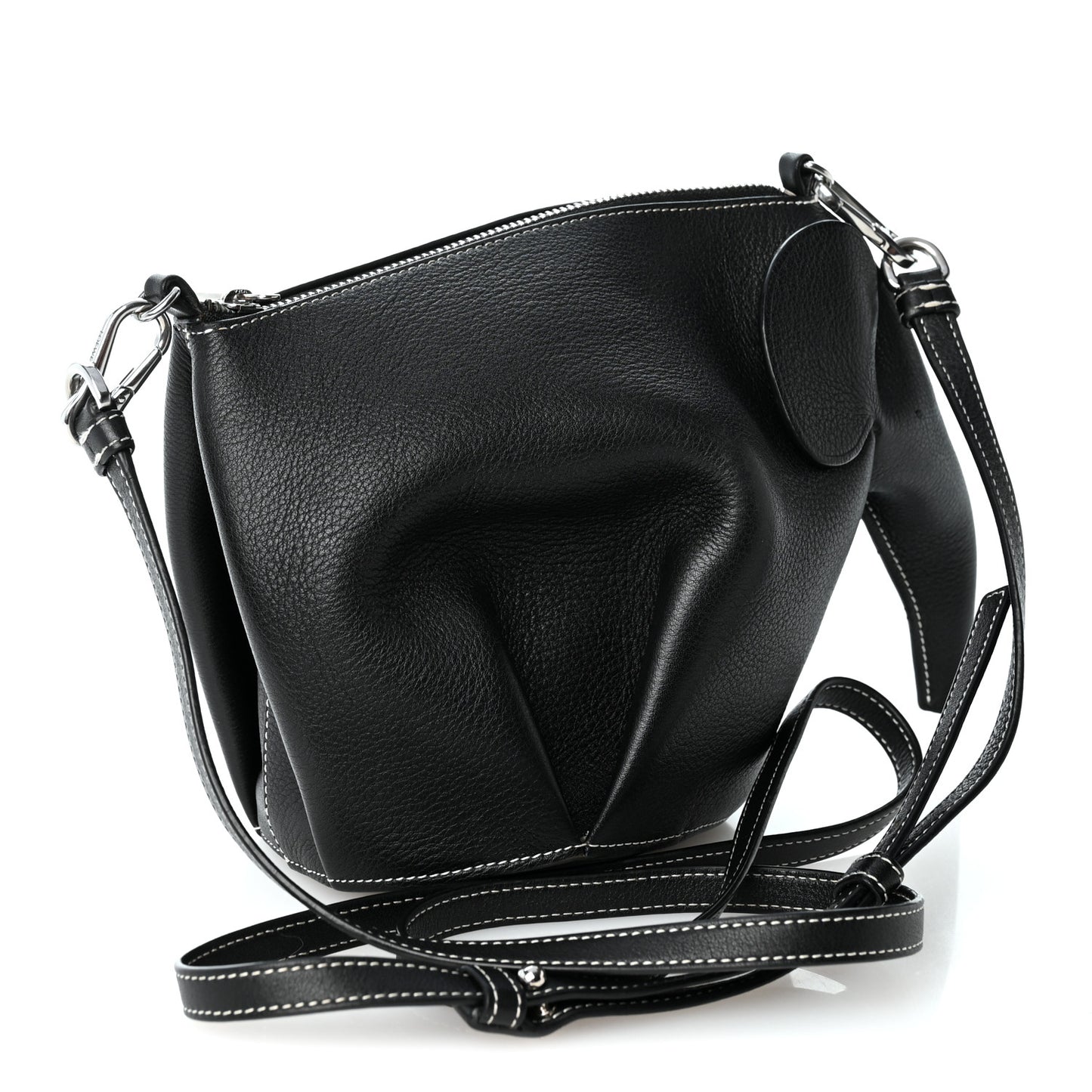 Calfskin Mini Elephant Crossbody Bag Black