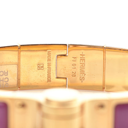 Hermes Enamel Charniere Uni Narrow Hinged Bracelet S Rose Azalee 4 of 5