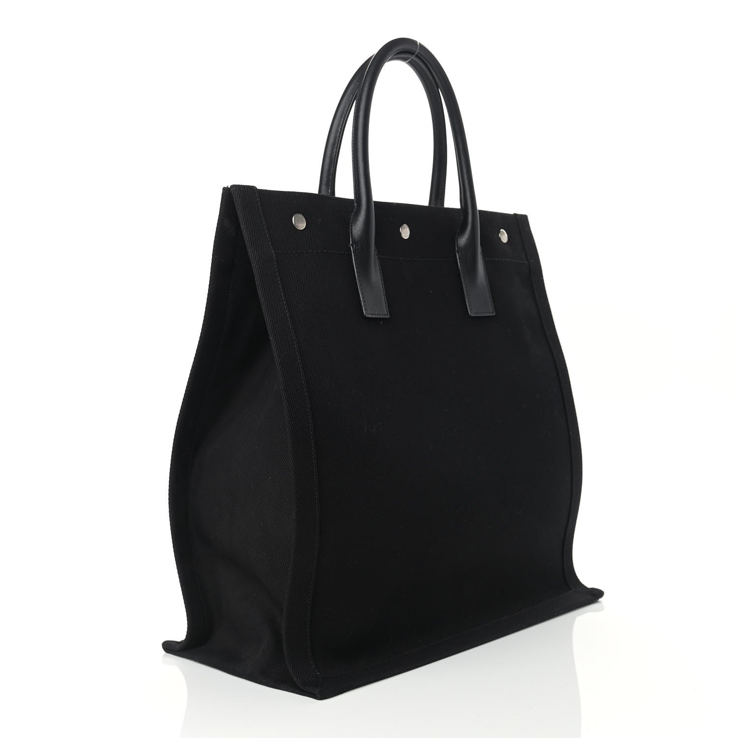 Saint Laurent Linen Calfskin Rive Gauche North South Tote Black 2 of 8