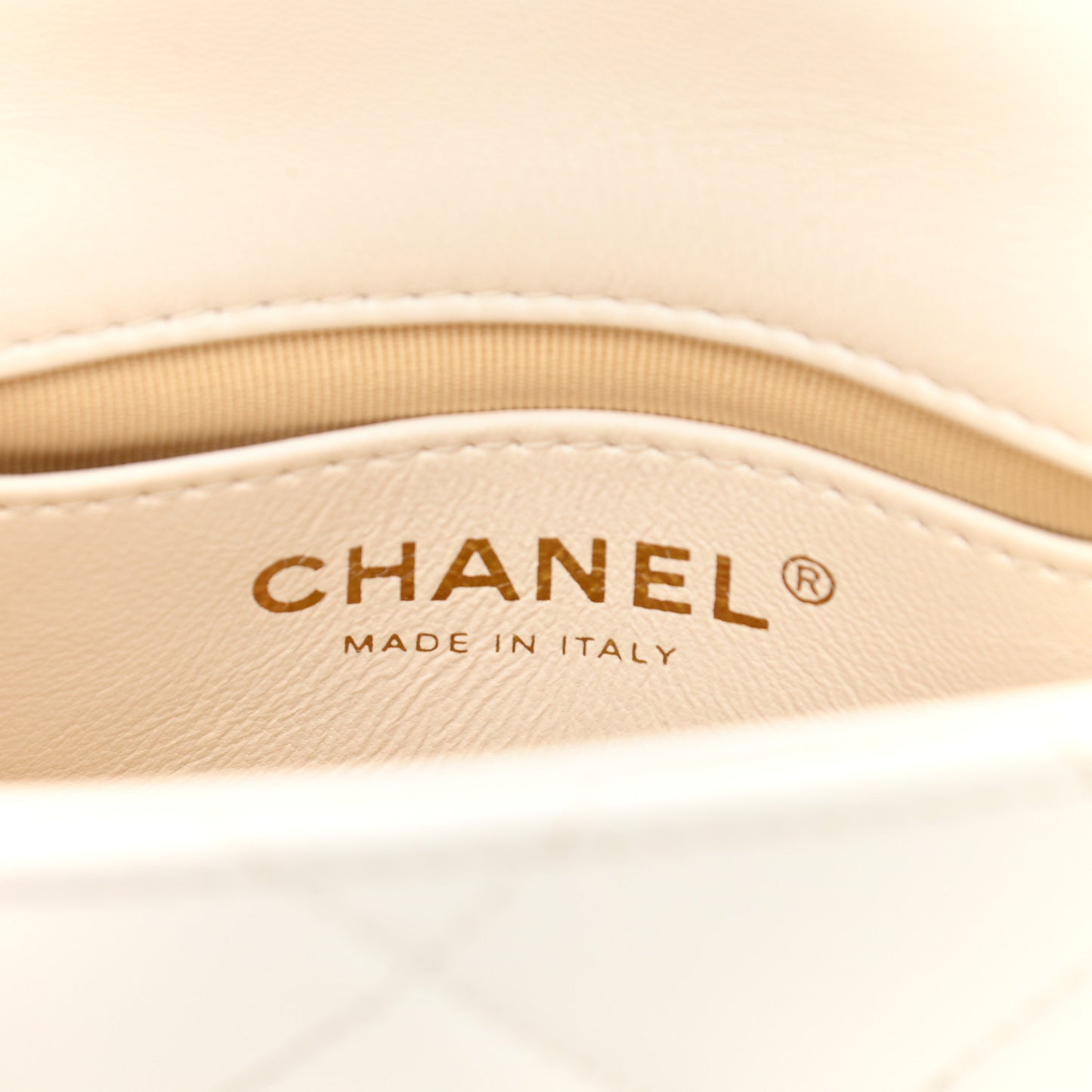 Lambskin Quilted Mini Funky Town Flap White