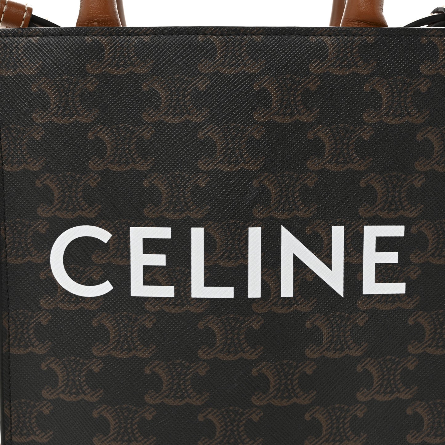 Triomphe Canvas Calfskin Mini Vertical Cabas Tan