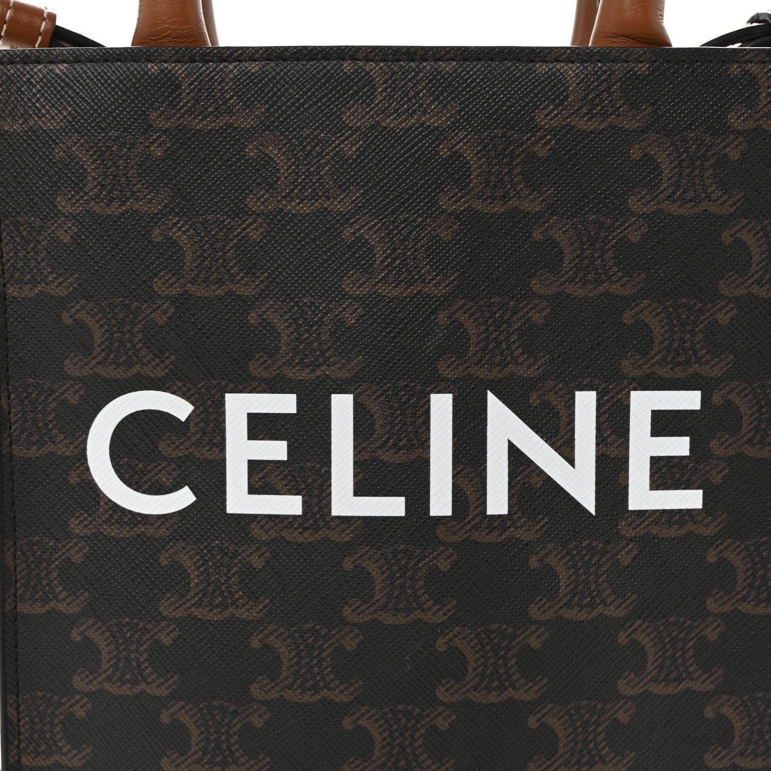 Celine Triomphe Canvas Calfskin Mini Vertical Cabas Tan 6 of 14
