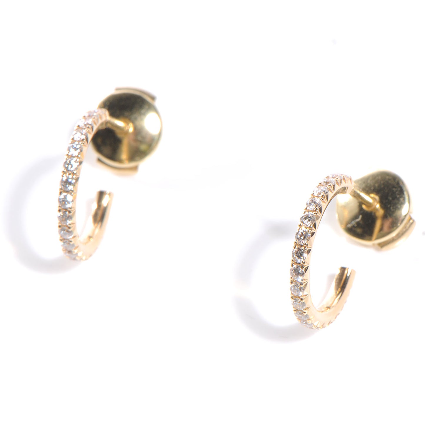18K Yellow Gold Diamond Small Metro Hoop Earrings