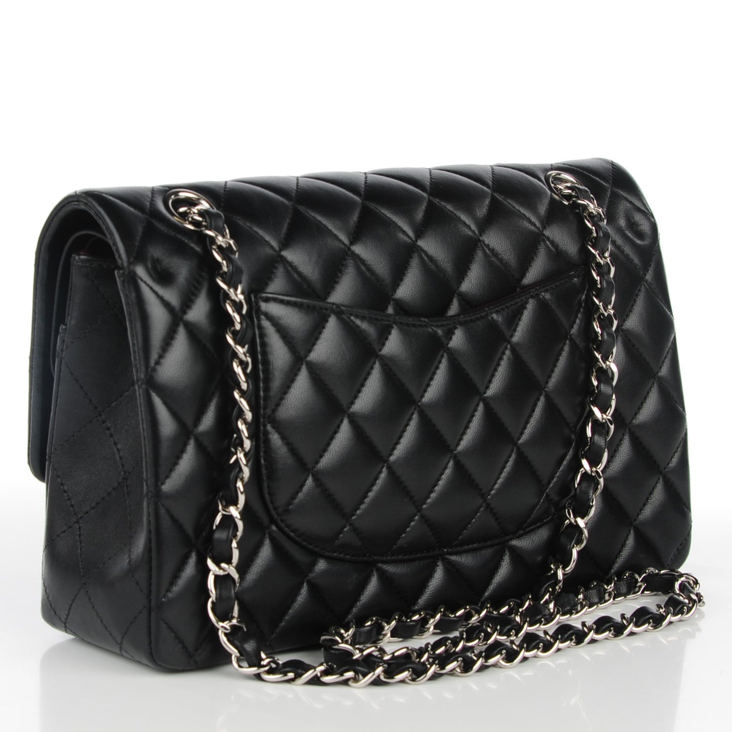 Lambskin Quilted Medium Double Flap Black