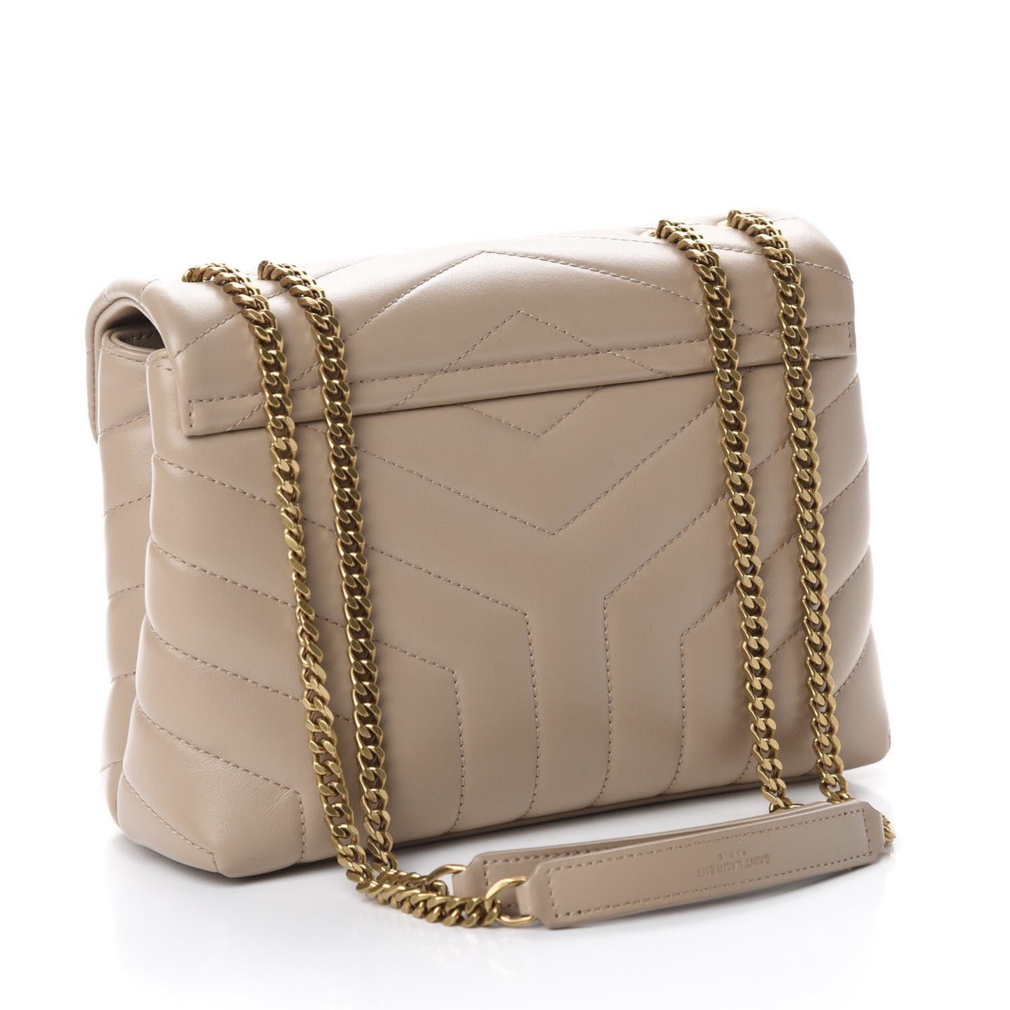 Calfskin Y Quilted Monogram Small Loulou Chain Satchel Dark Beige