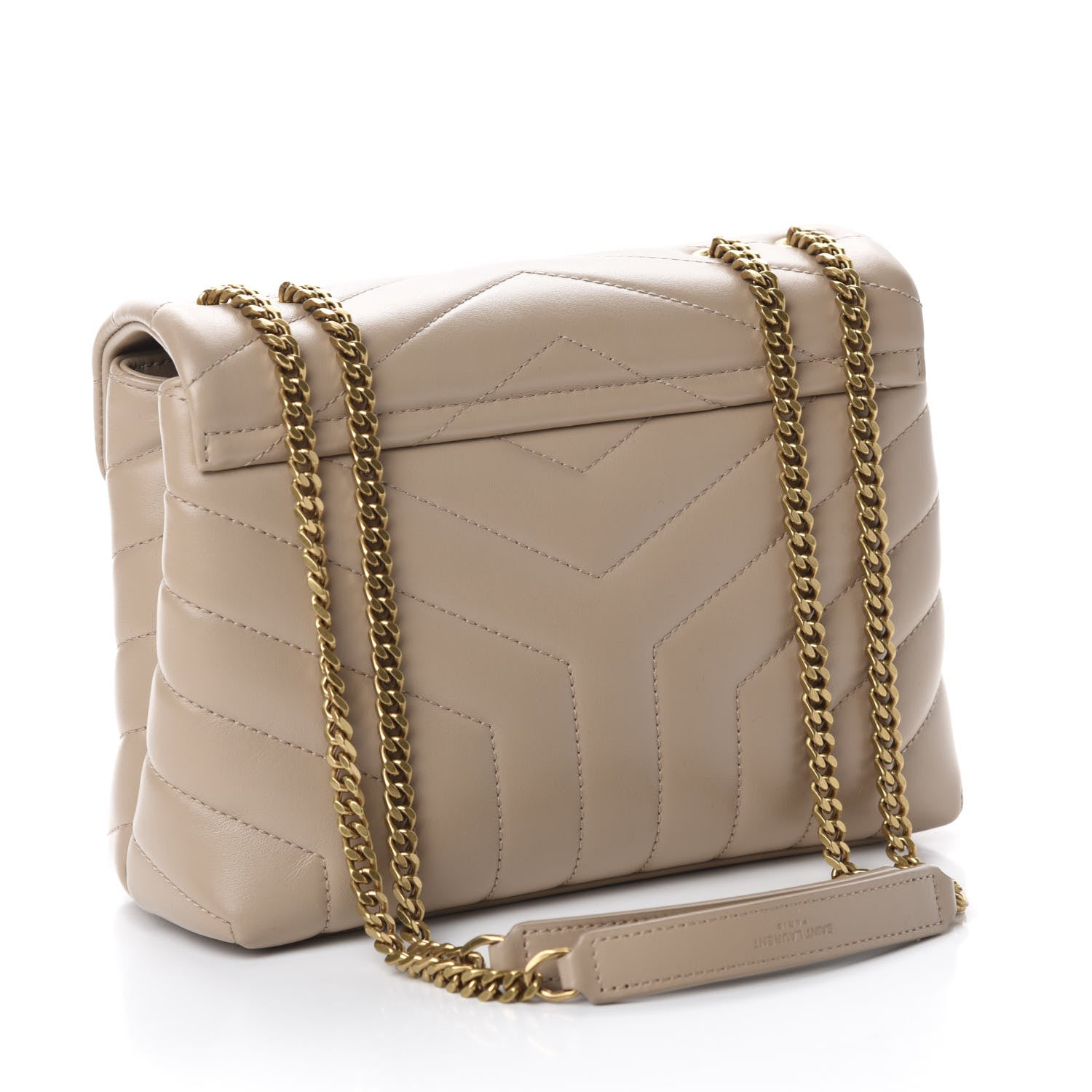 Saint Laurent Calfskin Y Quilted Monogram Small Loulou Chain Satchel Dark Beige 3 of 11