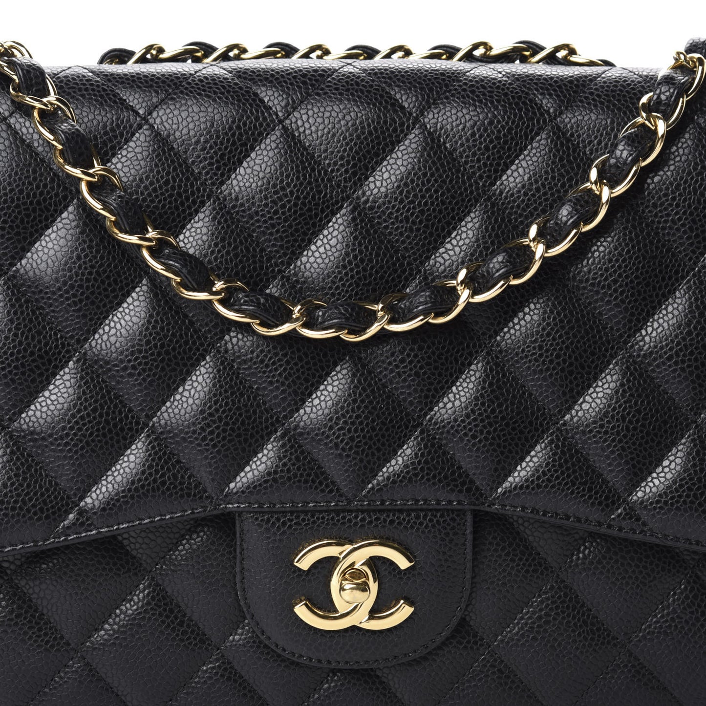 Caviar Quilted Jumbo Single Flap Black