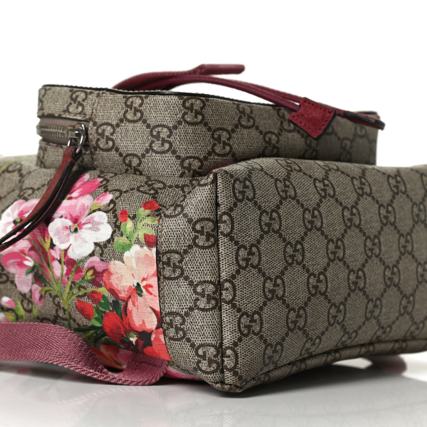 Gucci GG Supreme Monogram Blooms Small Single Buckle Backpack Beige Multicolor Dry Rose 9 of 12